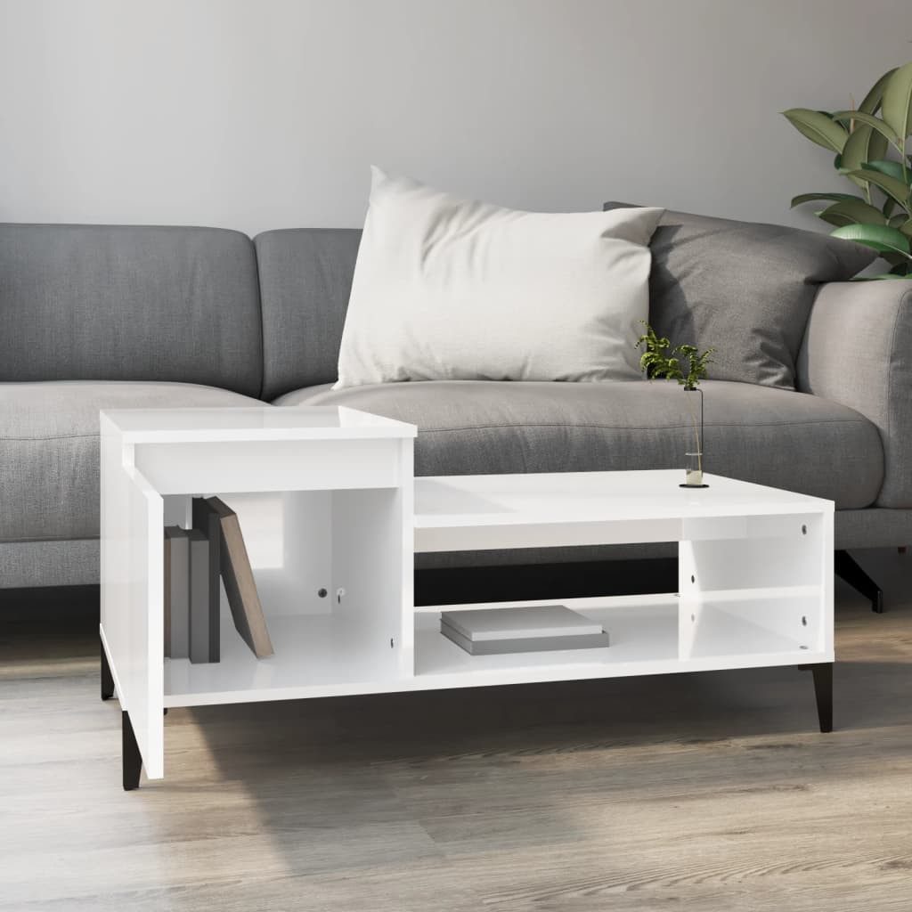 vidaXL Couchtisch Couchtisch Hochglanz-Weiß 100x50x45 cm günstig online kaufen