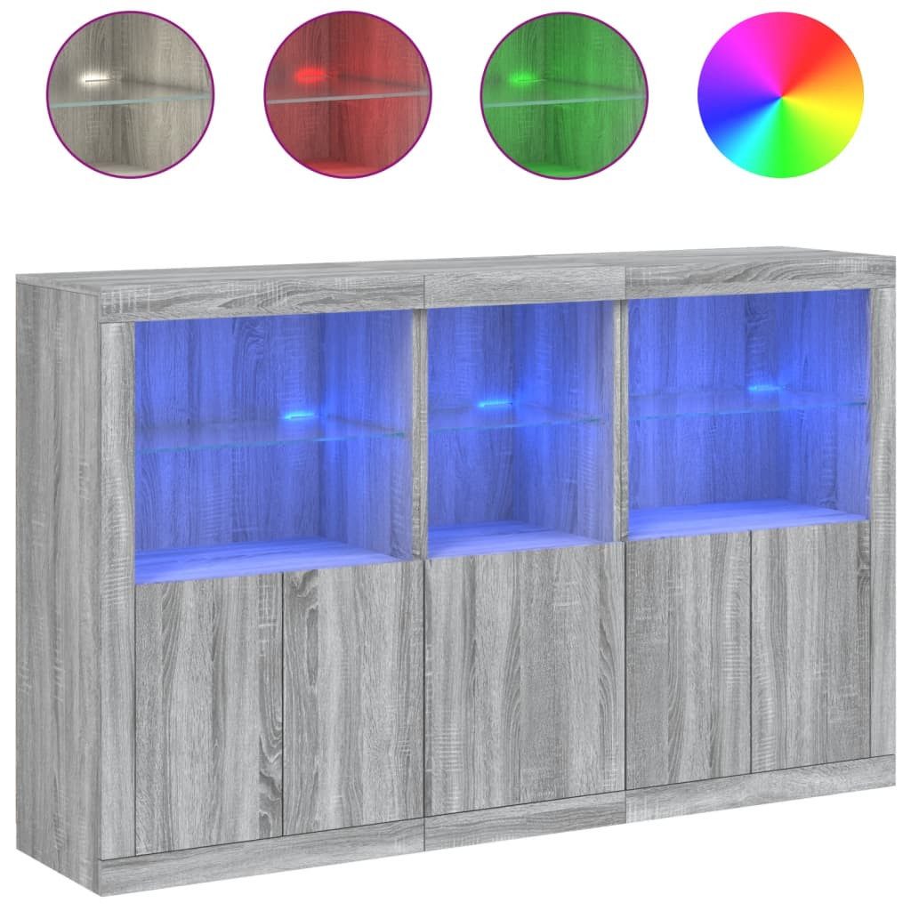 vidaXL Sideboard Sideboard mit LED-Leuchten Grau günstig online kaufen