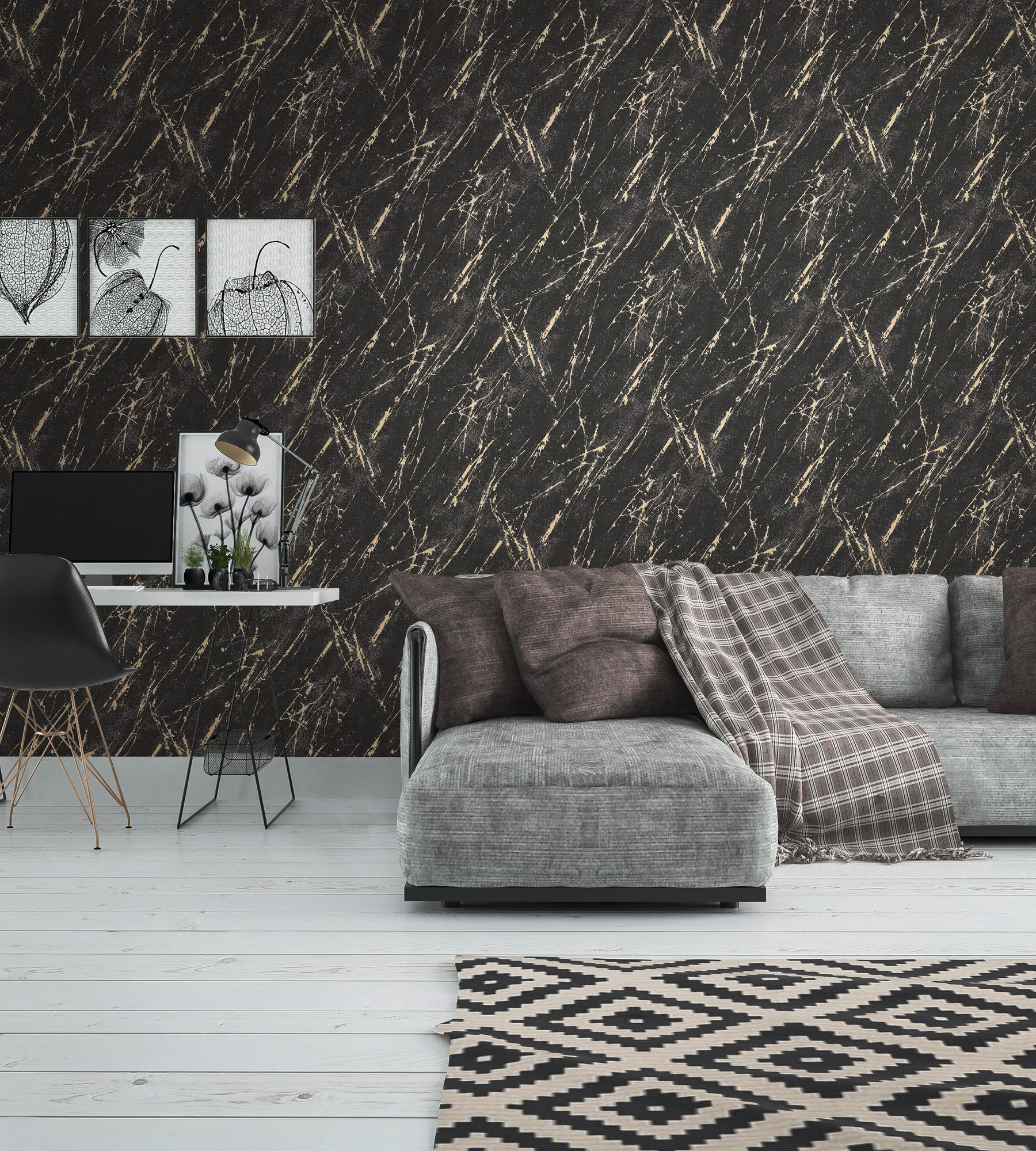 A.S. Création Vliestapete mit Marmoroptikoptik Schwarz Gold 10,05 m x 0,53 günstig online kaufen