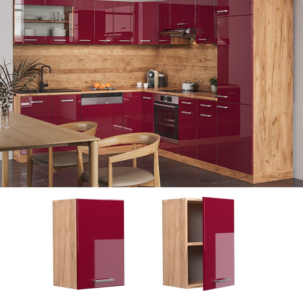 Vicco Hängeschrank R-Line, Bordeaux Hochglanz/Goldkraft Eiche, günstig online kaufen