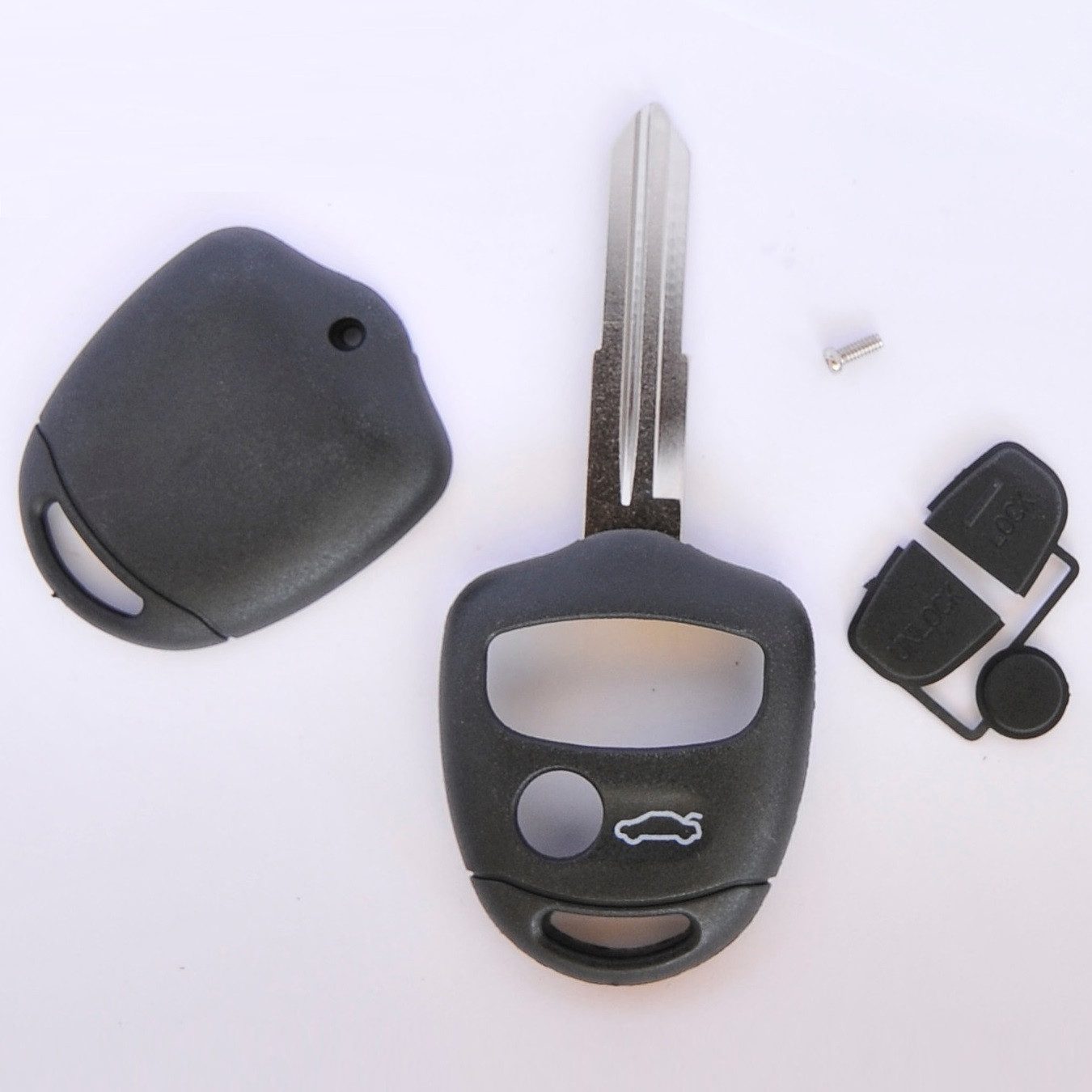 mt-key Auto Schlüssel Gehäuse 3 Tasten + 1x Rohling MIT11R + passende CR1616 Knopfzelle, CR1616 (3 V), für Mitsubishi Funk Fernbedienung