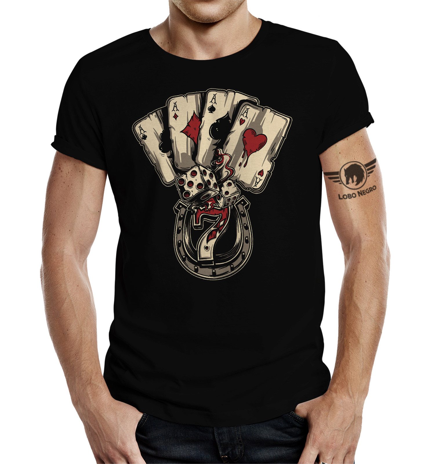 LOBO NEGRO® T-Shirt für den Poker Dices Zocker günstig online kaufen