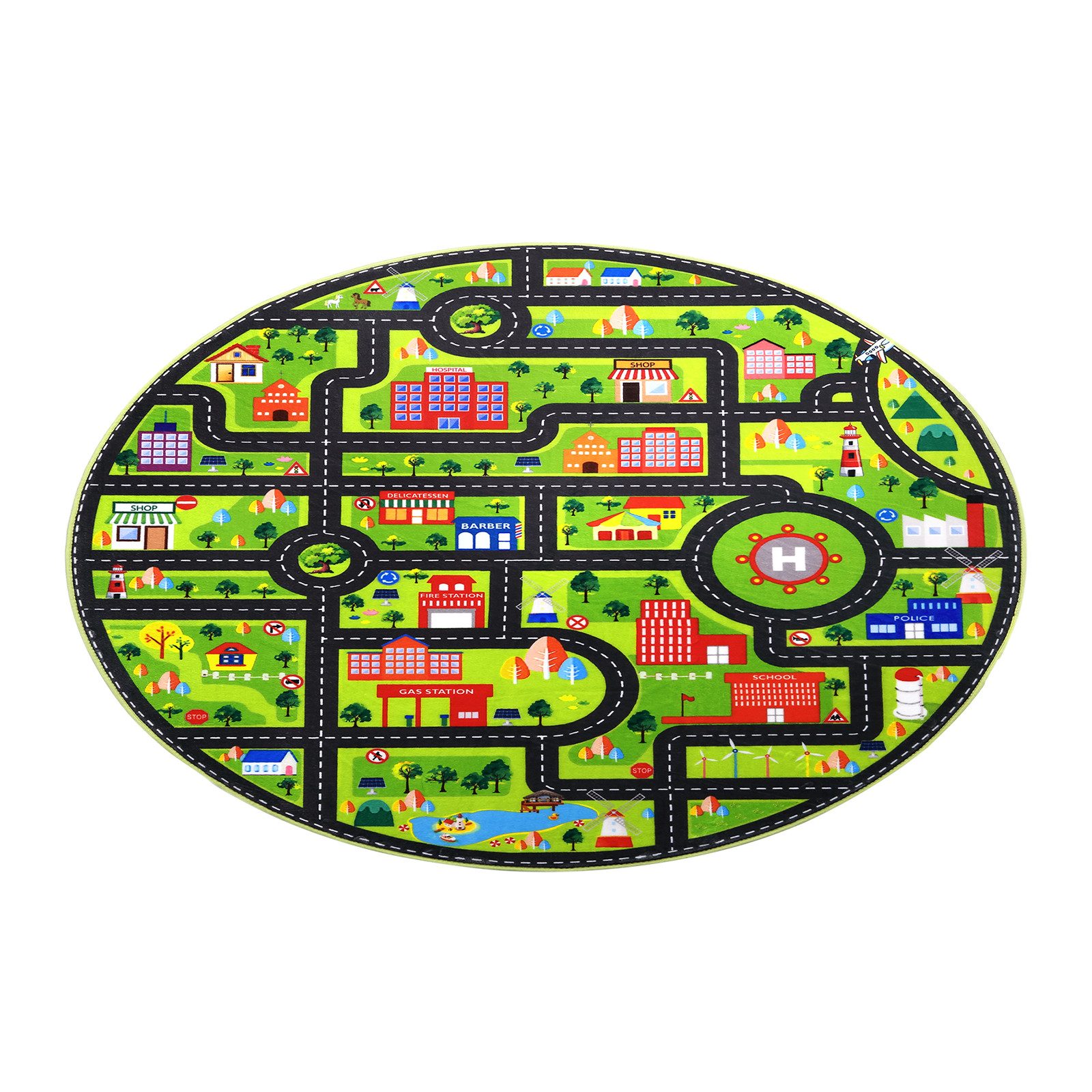 GarveeMore Kinderteppich Spielmatte Teppich, Designteppich, Lernteppich für Spielzeugautos, Rechteckigen,Runden, Für Kinderzimmer, Spielzimmer, Klassenzimmer oder Kindergarten