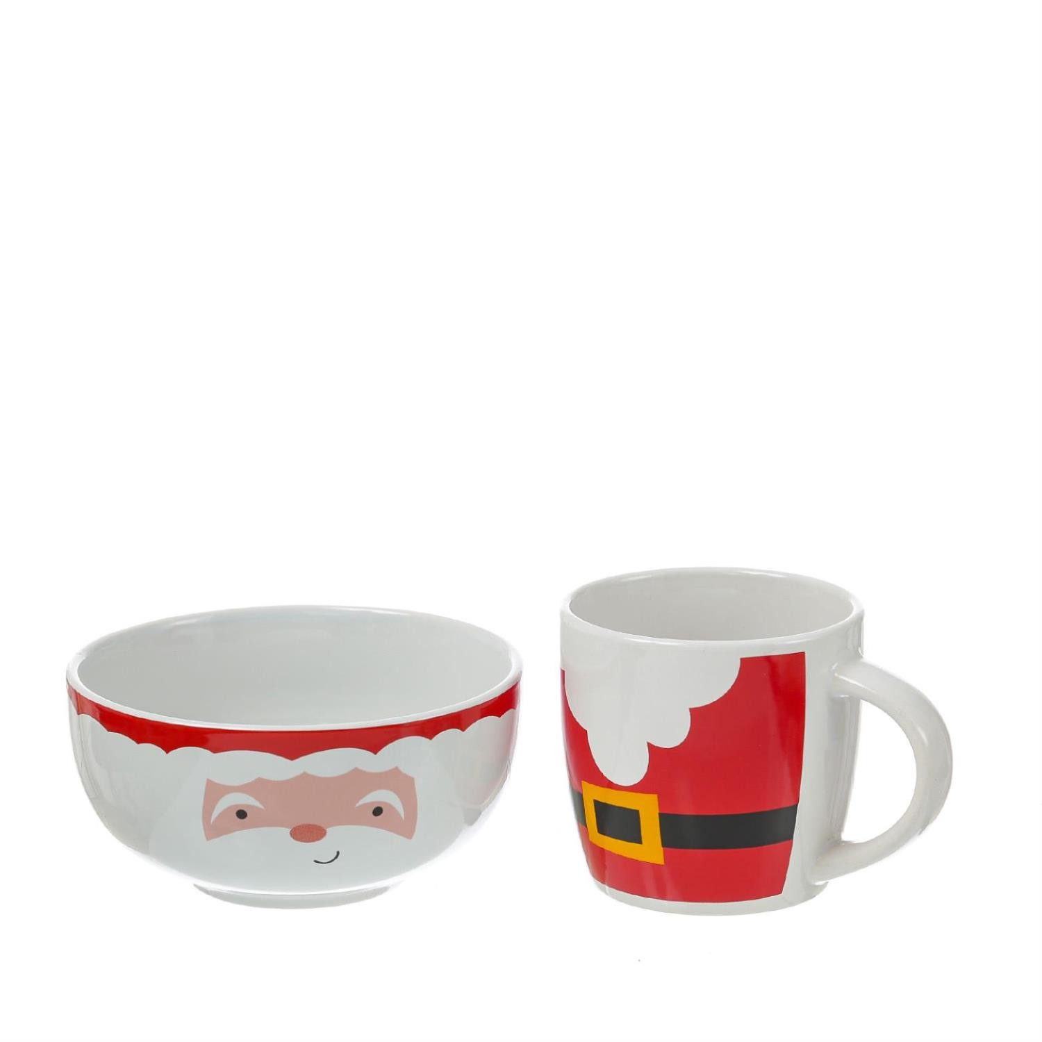 MARELIDA Frühstücks-Geschirrset Frühstücksset Weihnachtsmann Becher Müslischale Geschenkset (2-tlg)