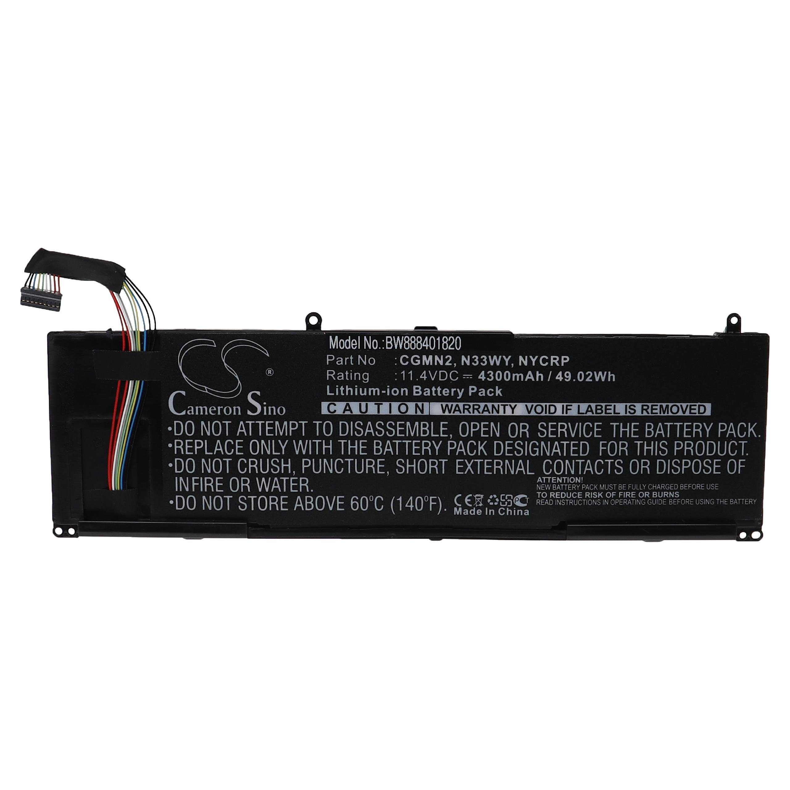 vhbw Ersatz für Dell 0CGMN2, CGMN2, N33WY, NYCRP, P19T, P19T001, P19T002, Laptop-Akku 4300 mAh