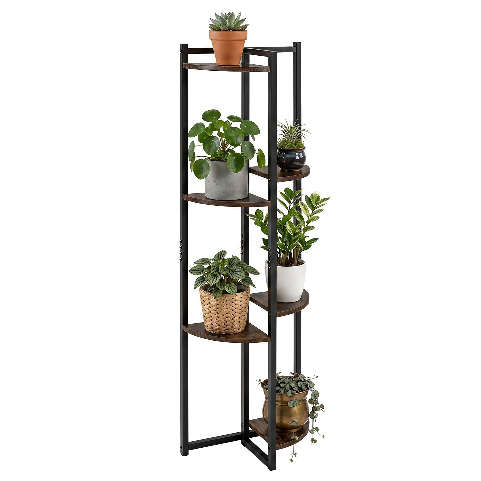 COSTWAY Blumenständer, Mit 6 versetzte Fächern, Kippschutz & Metallrahmen