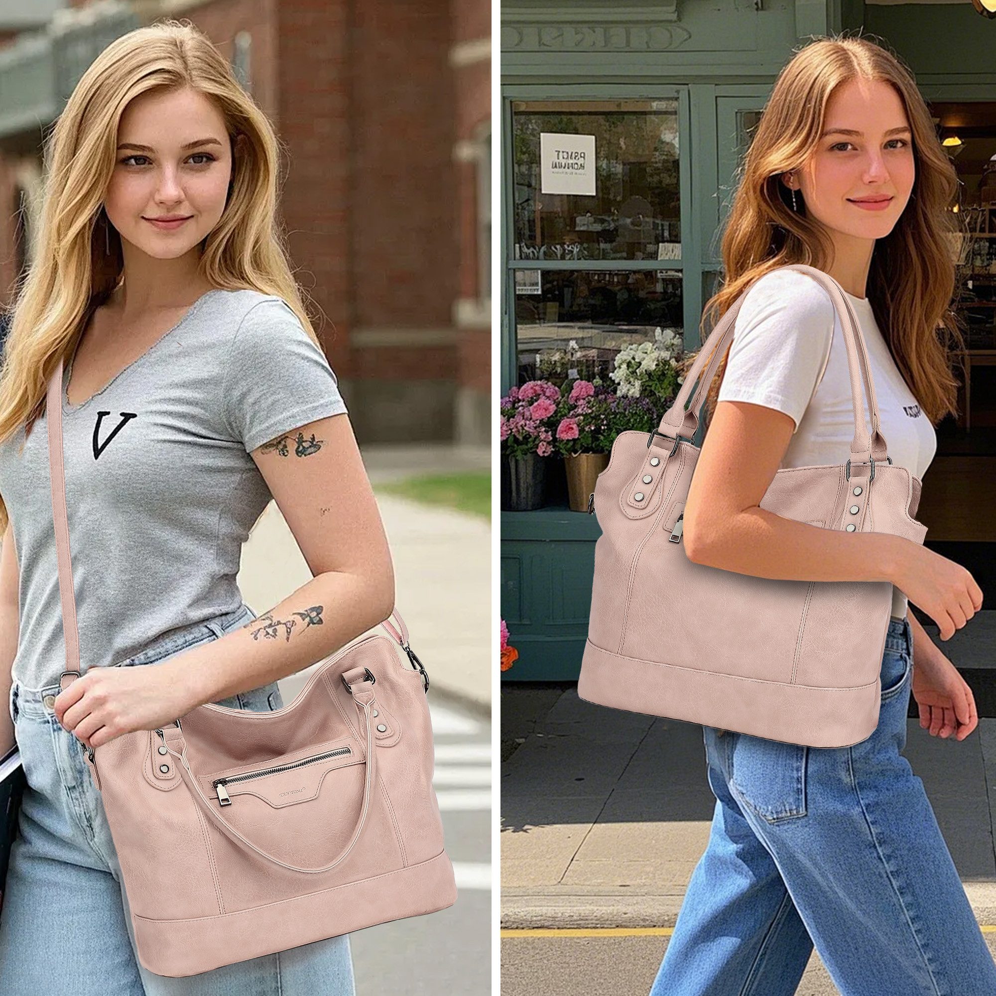 TAN.TOMI Handtasche Damen Schultertasche - Set Shopper Umhängetasche Henkel günstig online kaufen
