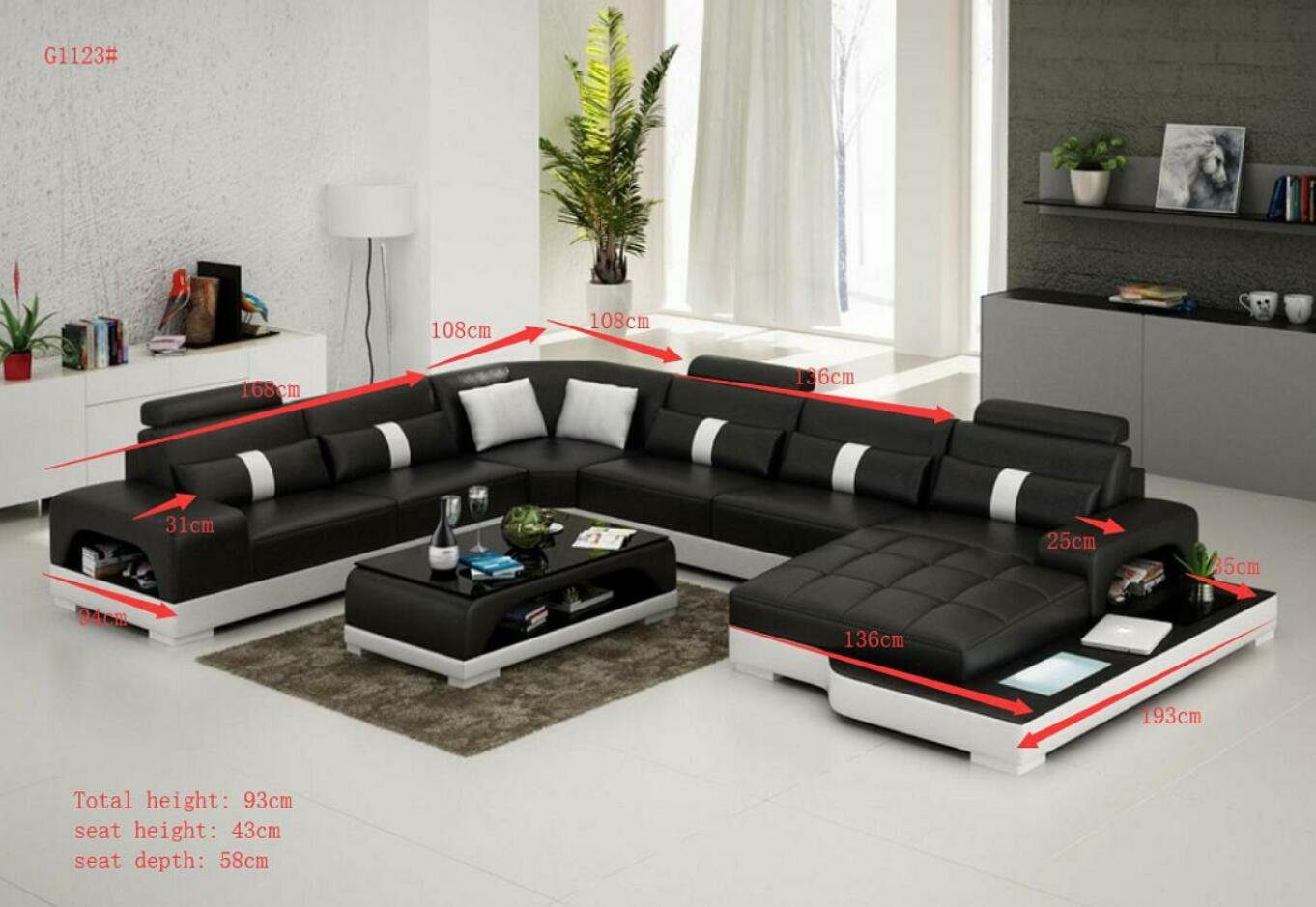Couch Sofa Garnitur Wohnlandschaft Ecksofa, Schwarz Big xxl JVmoebel Polster Couchen Sofas