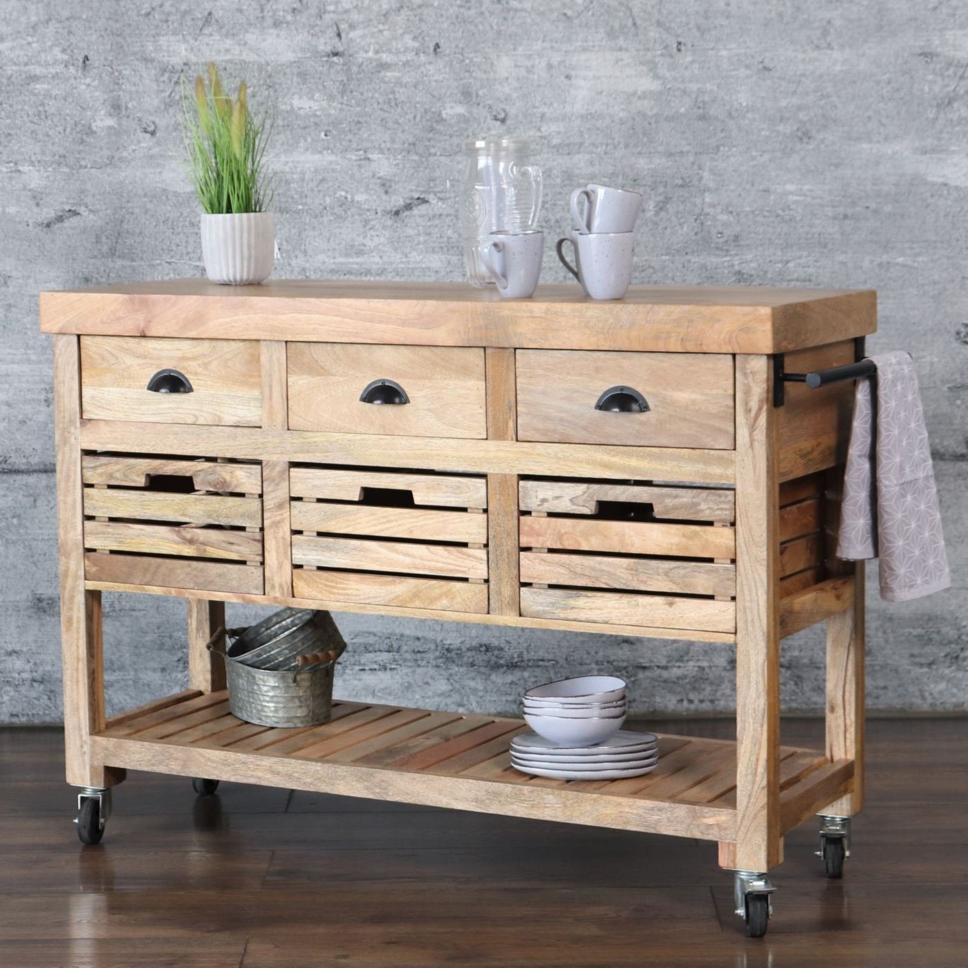 baario Küchenwagen »Servierwagen ZAGON«, massiv Mangoholz Kücheninsel ...