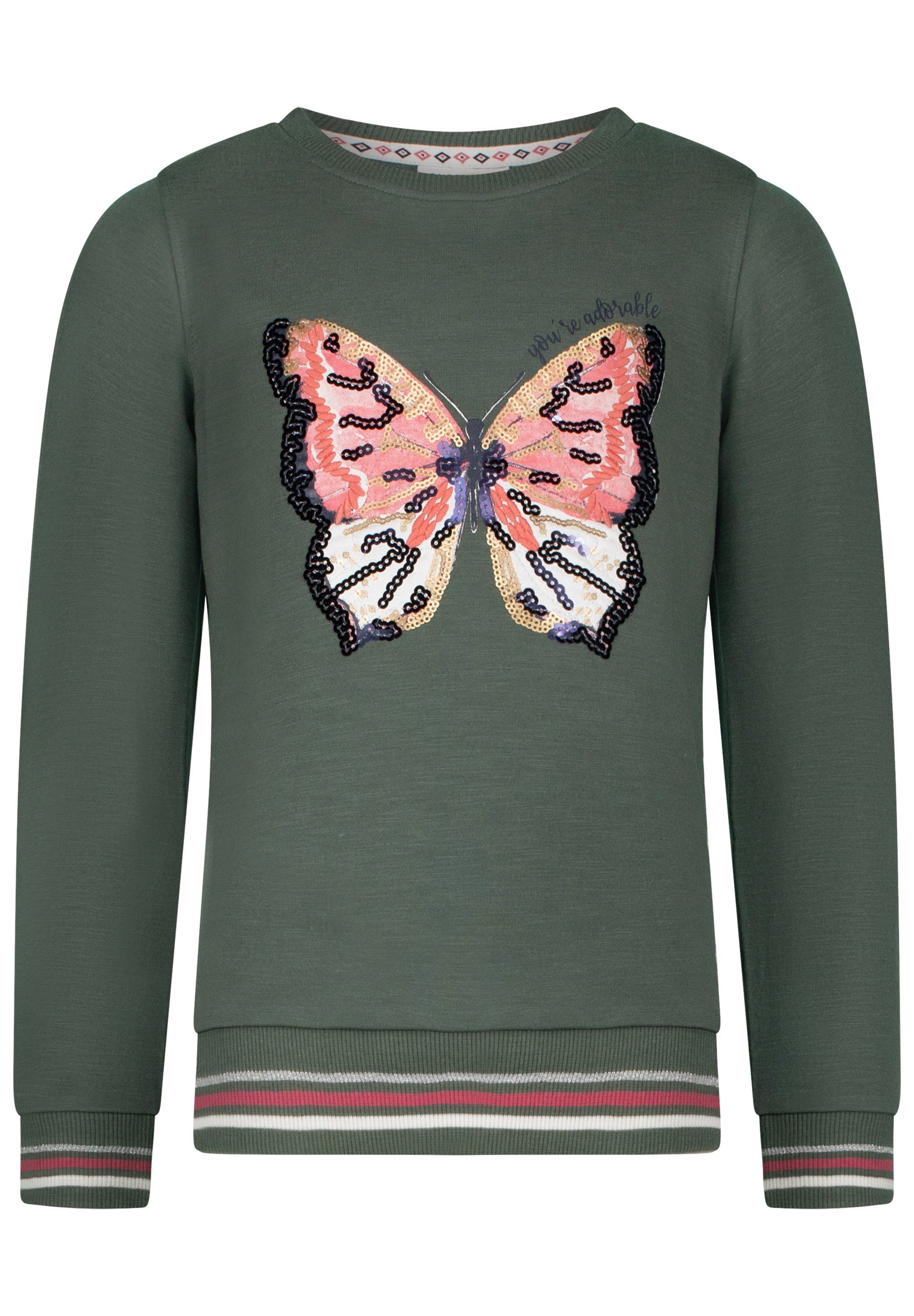 SALT AND PEPPER Sweatshirt verziert Pailletten Amazing Detailreicher mit Paillettenschmetterling, mit großem Schmetterlingsdruck