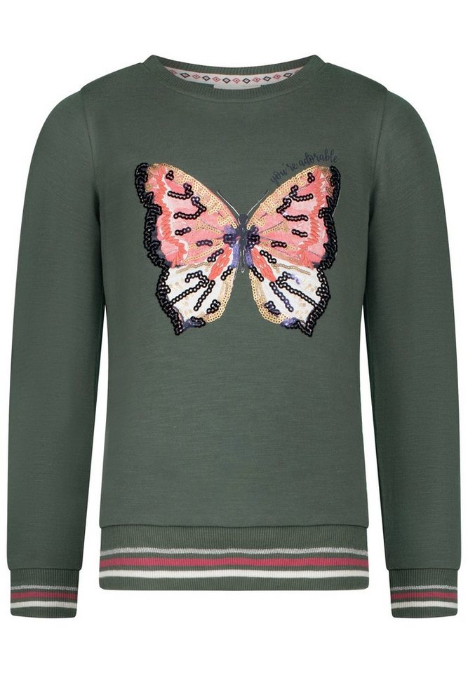 SALT AND PEPPER Sweatshirt Amazing mit großem Paillettenschmetterling,  Detailreicher Schmetterlingsdruck mit Pailletten verziert