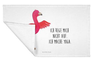 Mr. & Mrs. Panda Handtuch Flamingo Yoga - Weiß - Geschenk, Gästetuch, Kinder Handtuch, Yoga-Übu, (1-St), Kreative Sprüche