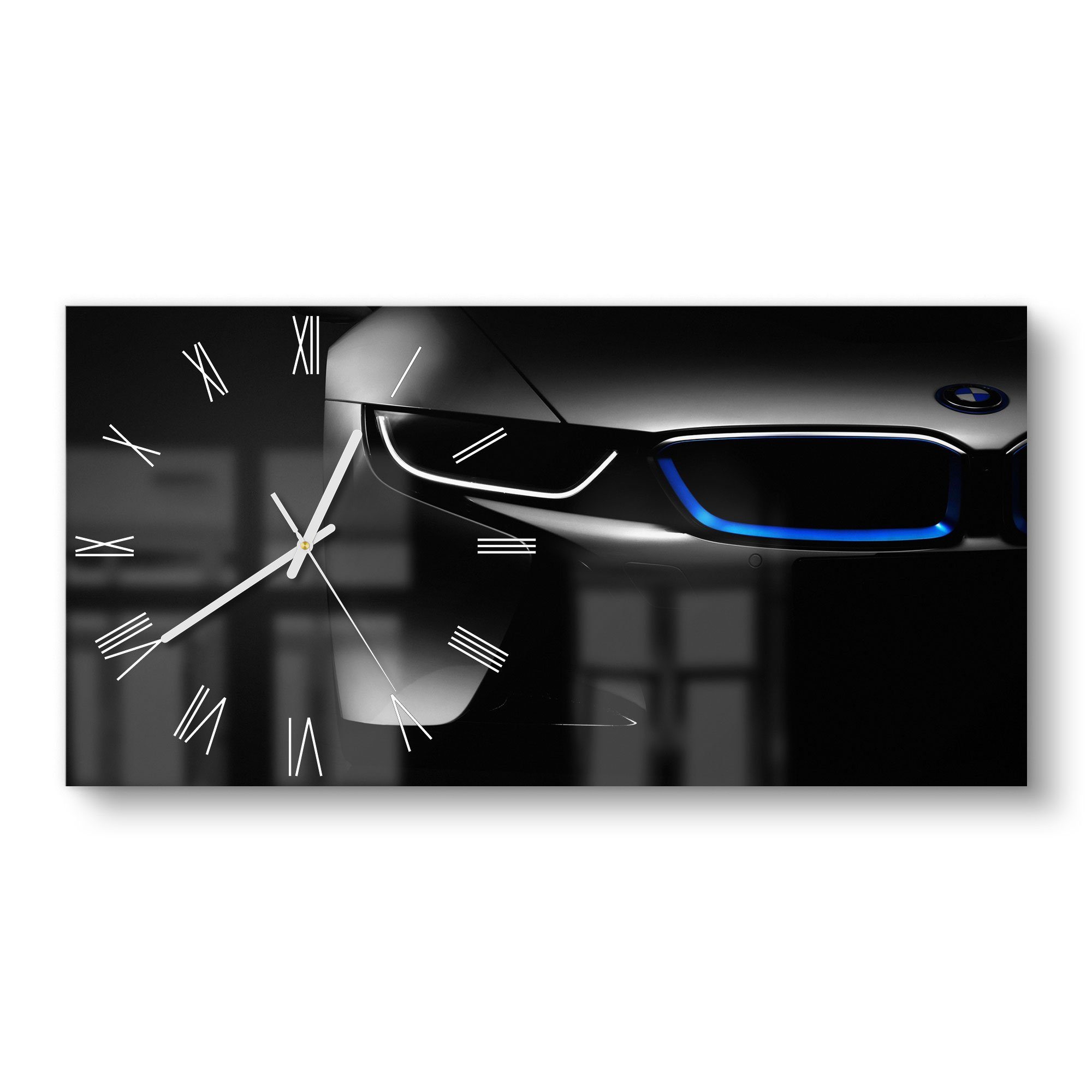 DEQORI Wanduhr 'BMW i8 Frontalaufnahme' (Glas Glasuhr modern Wand Uhr Desig günstig online kaufen