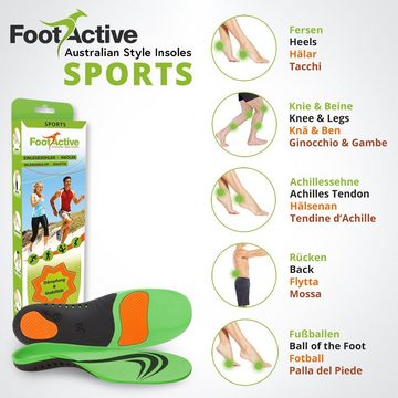FootActive Einlegesohlen FootActive SPORT, Biomechanische Einlegesohlen für Sport und Freizeit. Perfekte Unterstützung und Dämpfung für Fersen, Füße, Schienbeine und Rücken.