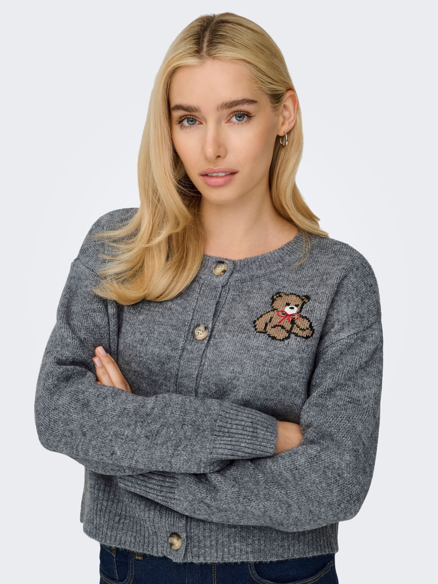 ONLY Strickjacke ONLTEDDY LS CARDIGAN EX KNT mit Teddy Motiv günstig online kaufen