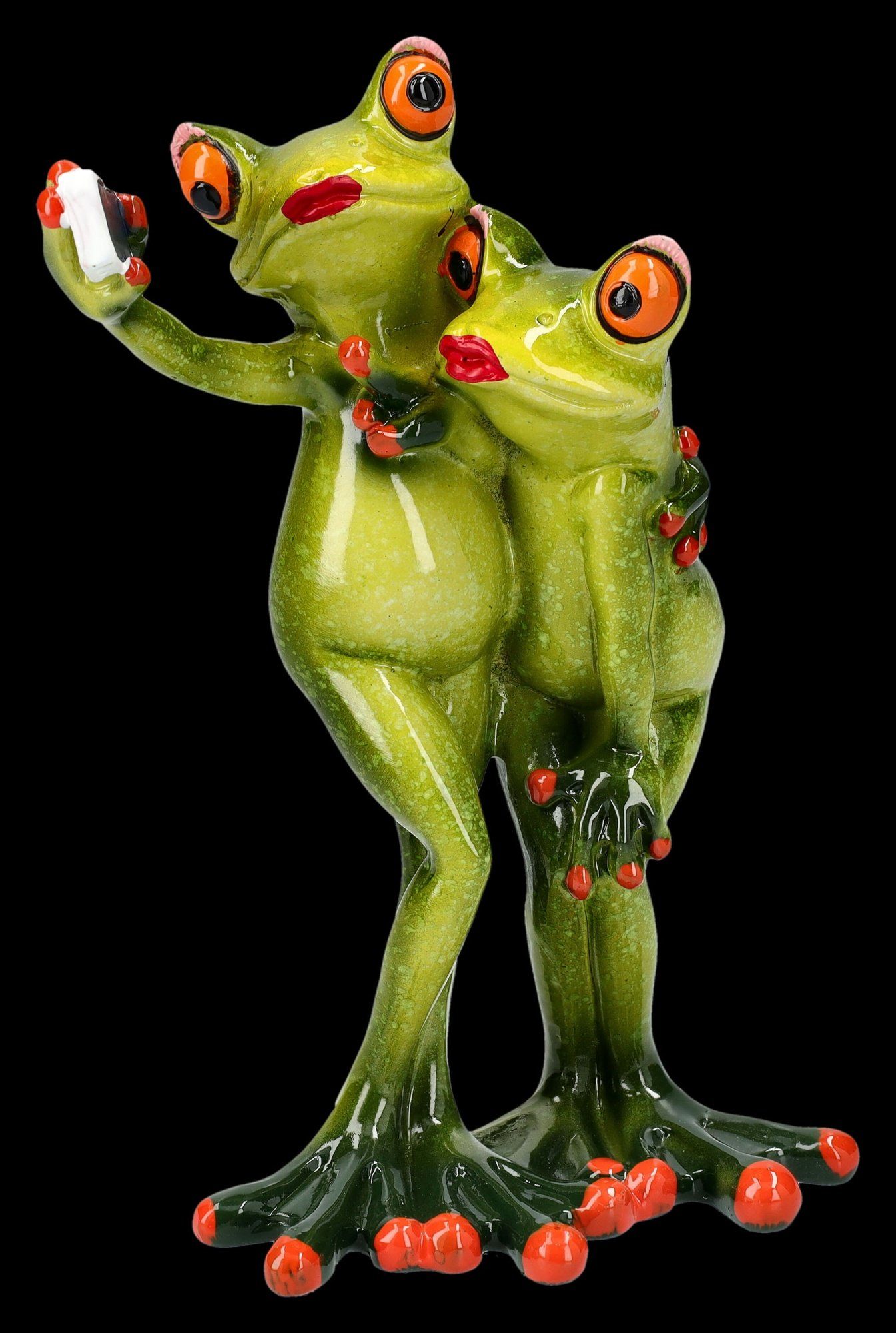 Figuren Shop GmbH Dekofigur Lustige Frosch Figur - Liebespaar Selfie spaßige Tierfigur Dekoration