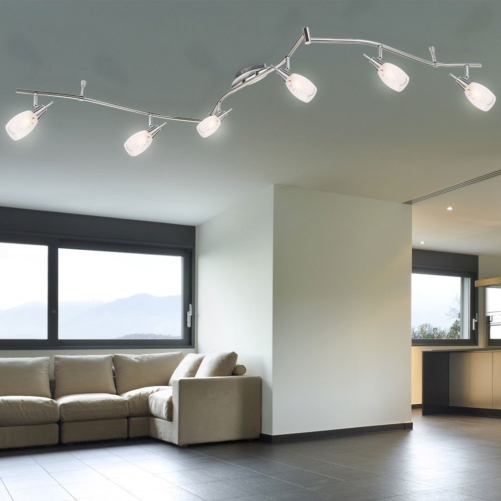 etc-shop LED Deckenleuchte, Zimmer Leuchtmittel Spot inklusive, Ess Licht-Schiene Glas Decken Lampe nicht silber Leuchte