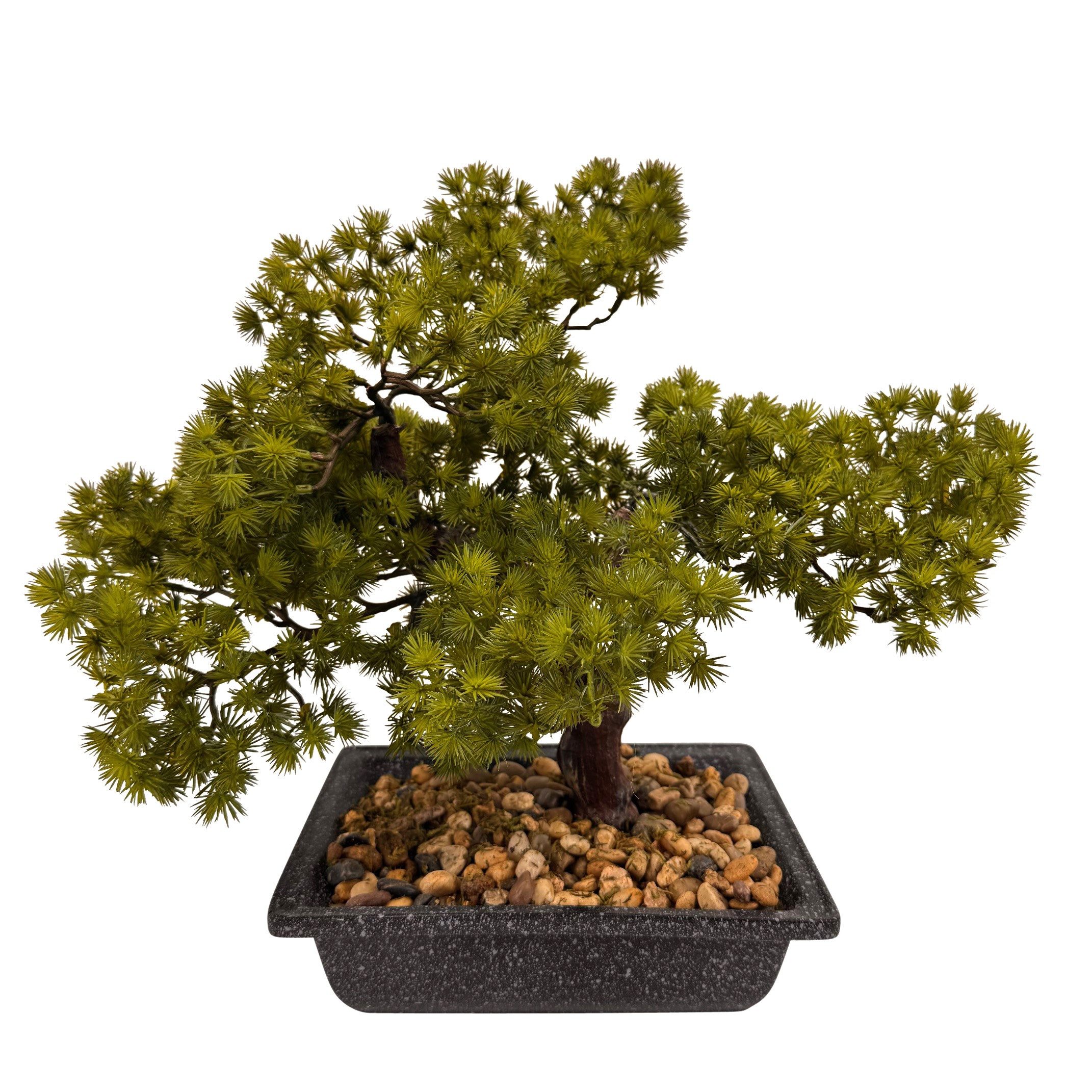Kunstbonsai - Künstliche Pflanze, Baum nach Kiefern Art mit Topf und Steine günstig online kaufen