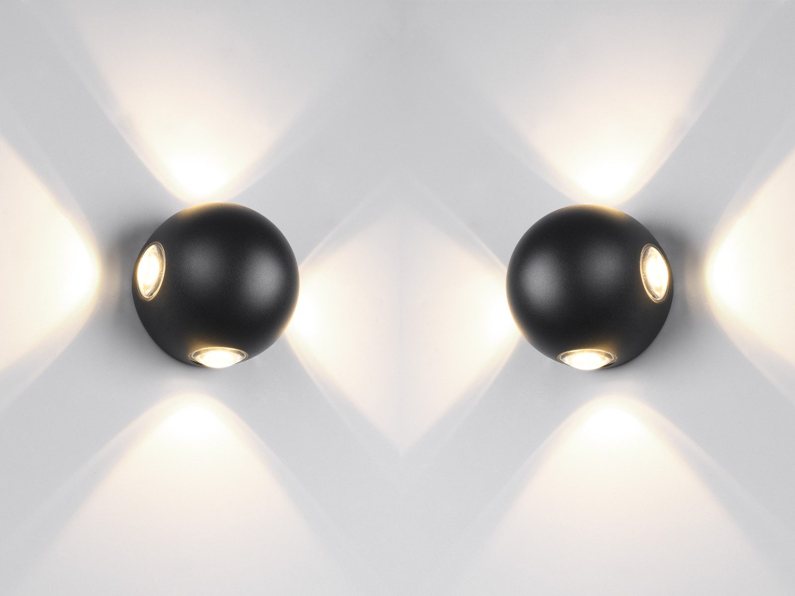 TRIO Leuchten LED Außen-Wandleuchte, LED fest integriert, Warmweiß, 2er SET kleine Außenleuchten Wand, Up Down Fassadenbeleuchtung Ø 10cm