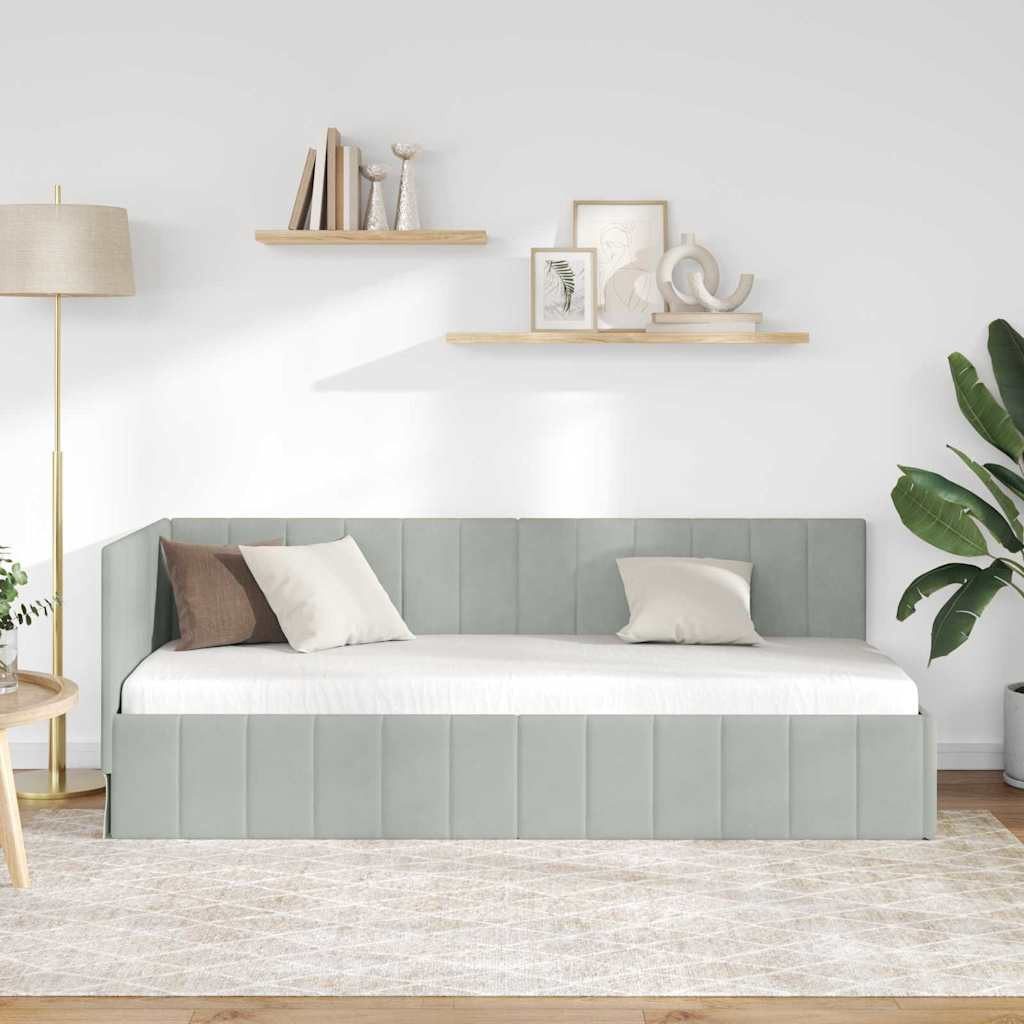 vidaXL Bett Eckbettgestell mit Kopfteil Hellgrau 80 cm x 200 cm Samt (1-tlg günstig online kaufen