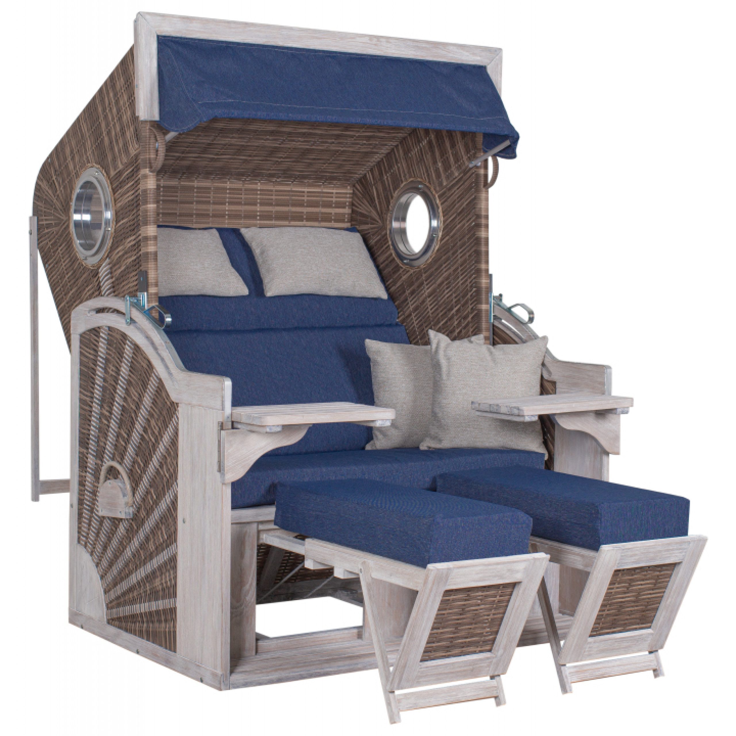 deVries Strandkorb deVries Strandkorb PURE® SEASIDE XL PE Des. 504 white kubu 135 x 92