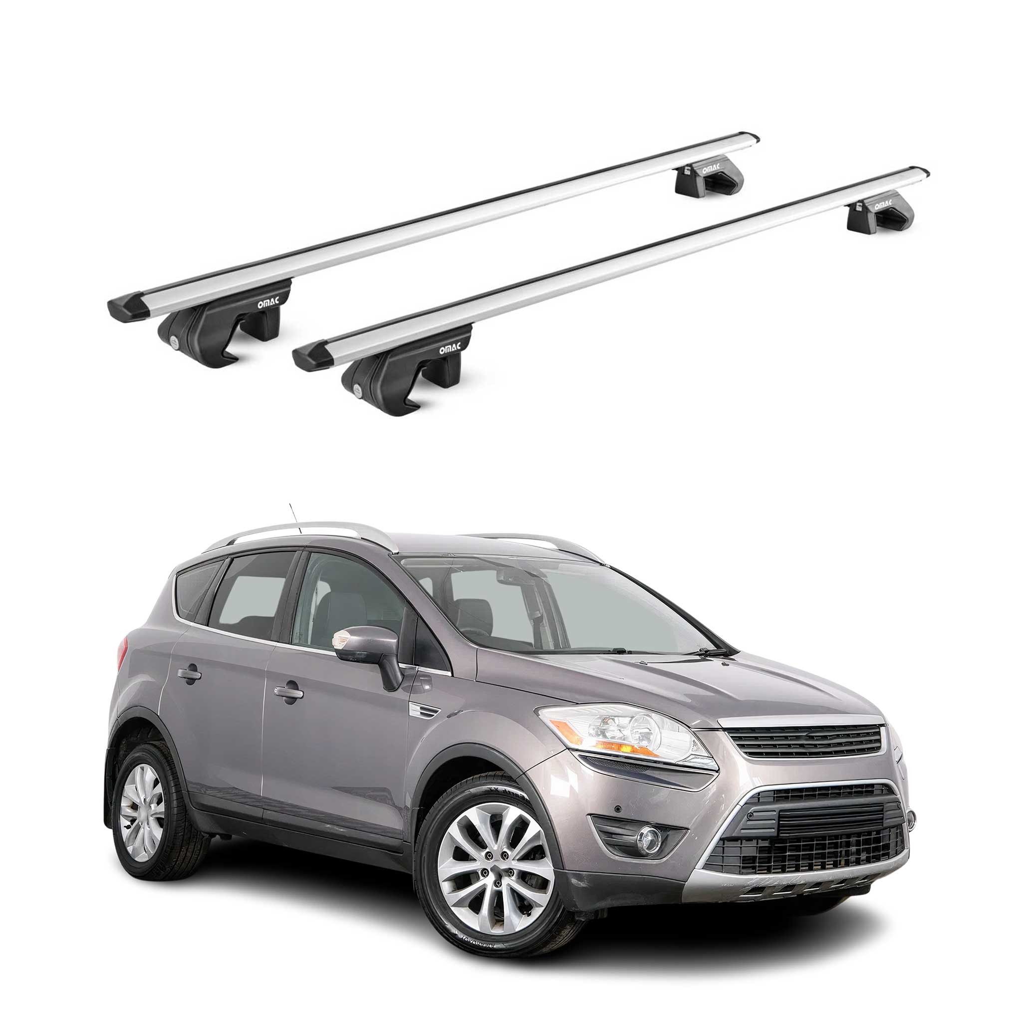 OMAC Dachträger Alu Grundträger für Ford Kuga 2008-2020 5 türig Silber ABE 2 tlg (2-St), Wasserbeständig,Abnehmbar,Multifunktional,Leichtgewichtig