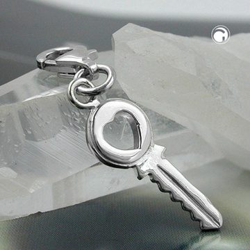 unbespielt Kettenanhänger Kettenanhänger Charm Anhänger Schlüssel mit Herz 925 Silber 17 x 7 mm inkl. Schmuckbox, Silberschmuck für Damen und Herren