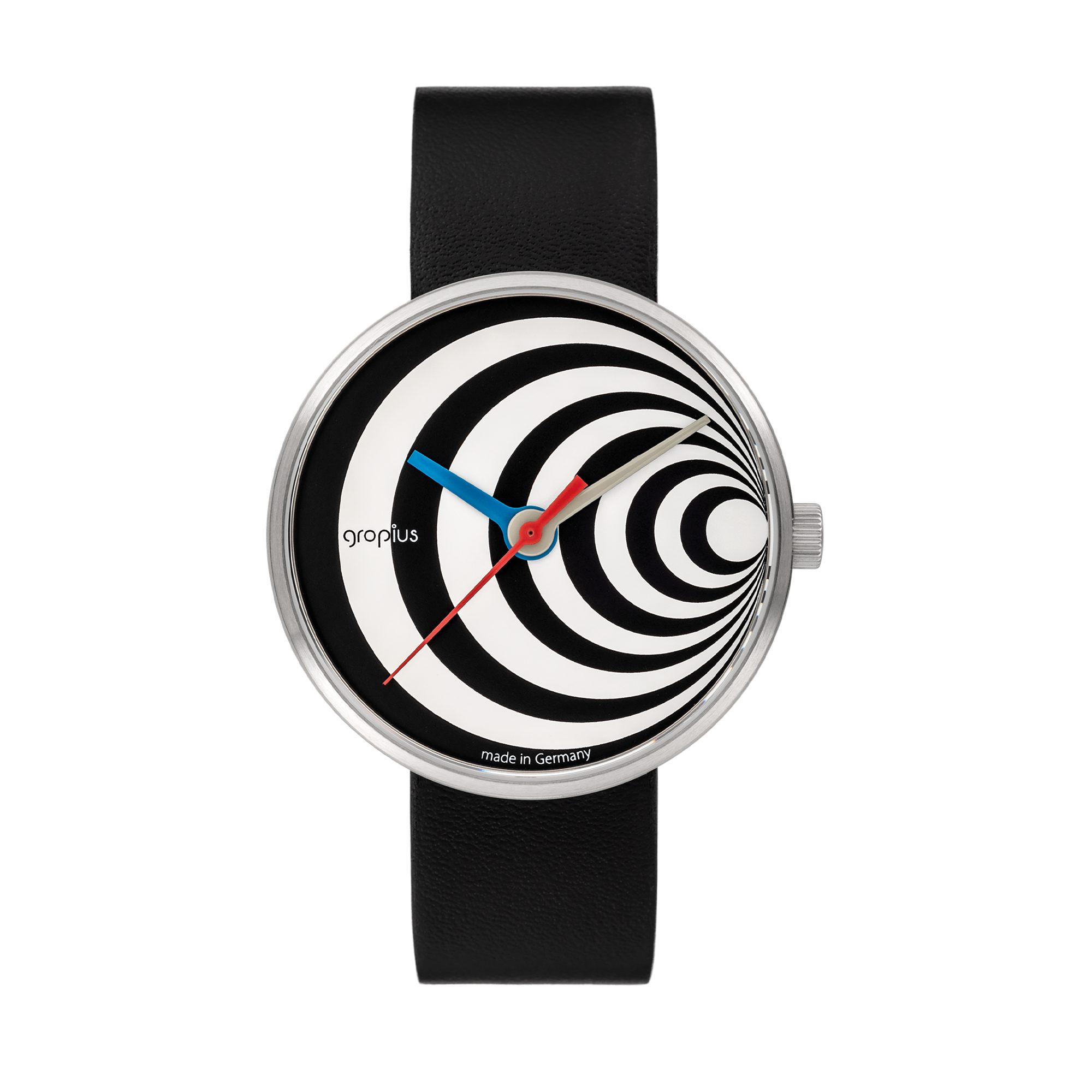 Walter Gropius Quarzuhr Made in Germany, Saphirglas, Forum Excentric - WG 002-02, Designeruhr, Lederarmband mit Easy-Release System, Edelstahlgehäuse