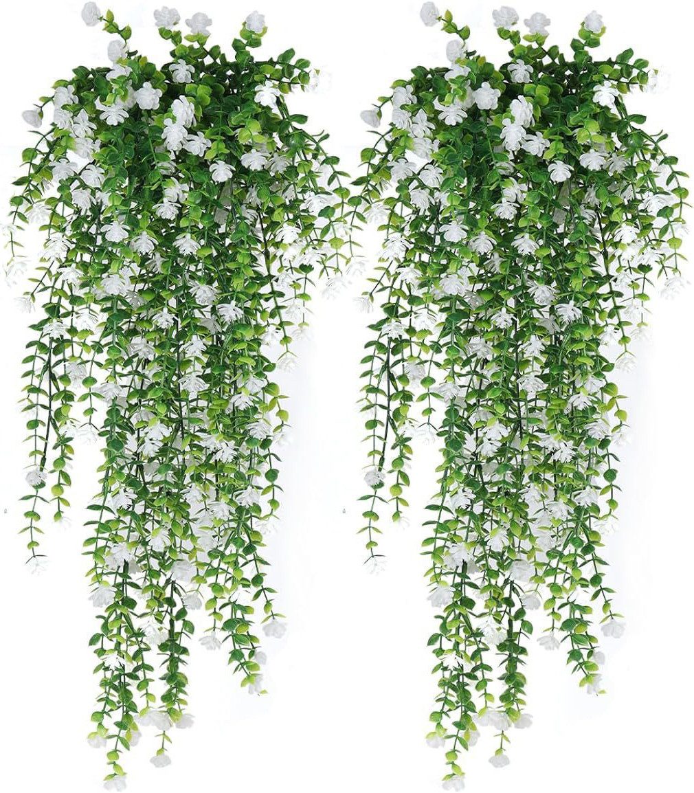 2 Stück Künstliche Rankenpflanzen – Große, UV-beständige Hängefarne Für Innen & Außen (je Ca. 80 Cm Lang)