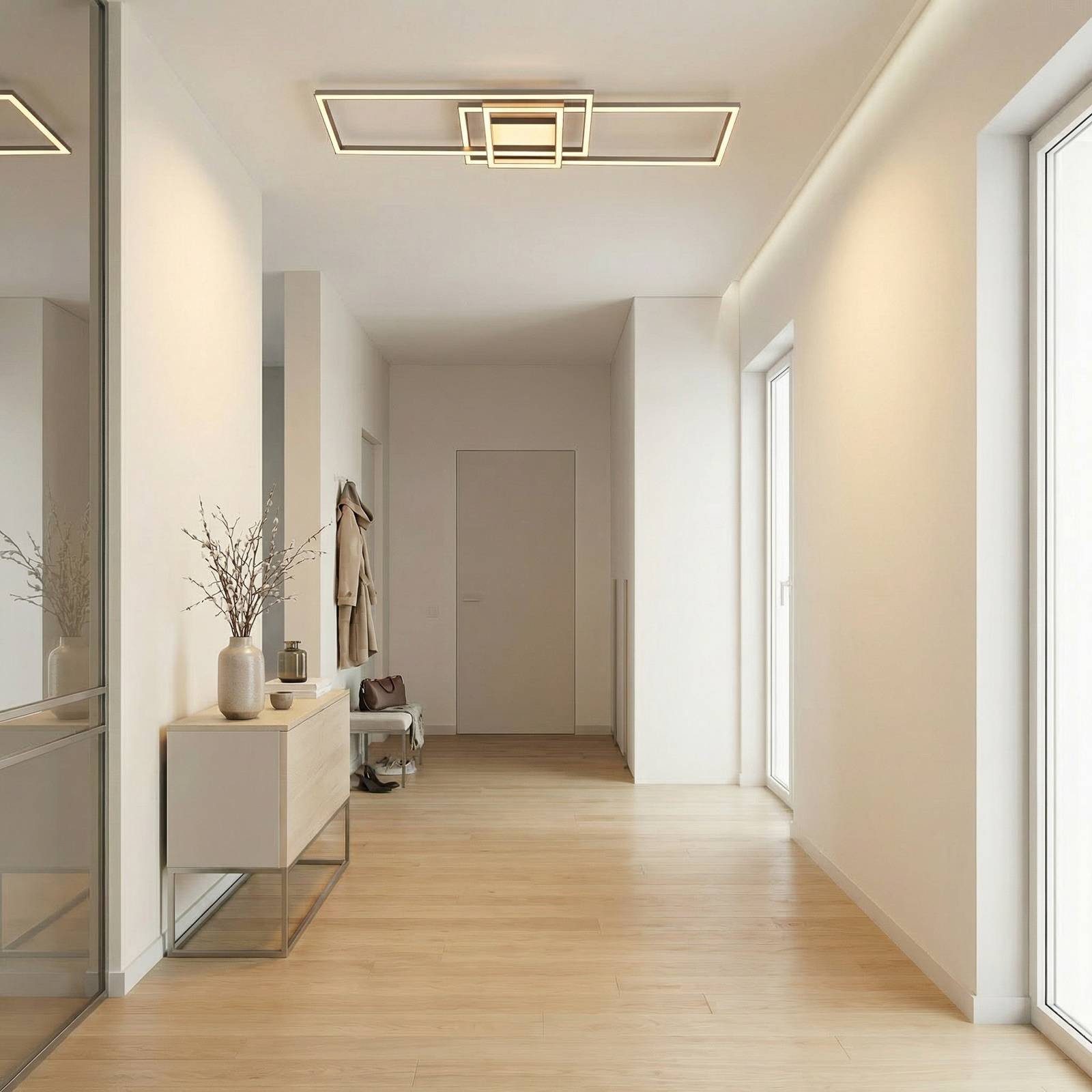 Lindby Deckenleuchten Mairin, LED, Metall, Alu Farbwechsel warmweiß / tageslicht IP20 mit Fernbedienung, LED 53 W gesamt, Farbwechsel warmweiß / tageslicht