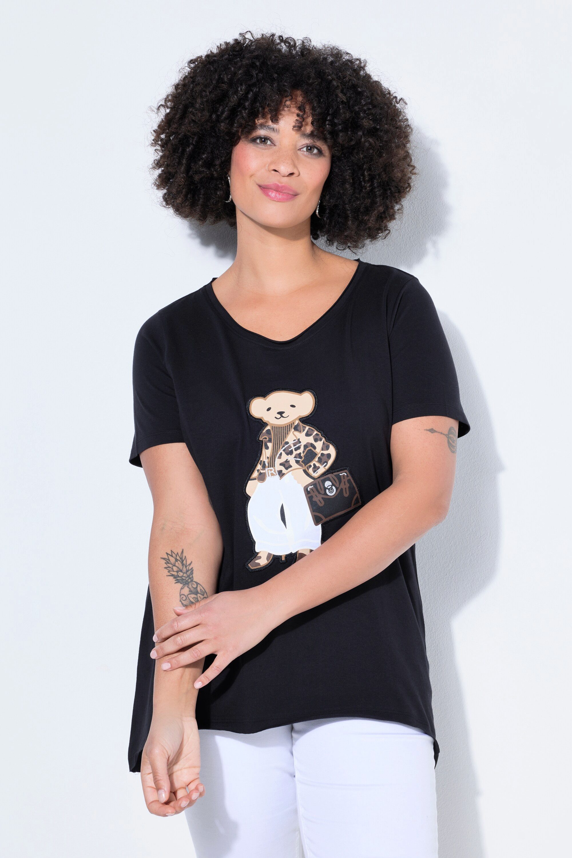 T-Shirt T-Shirt A-Linie Glitzer auf dem Teddybär
