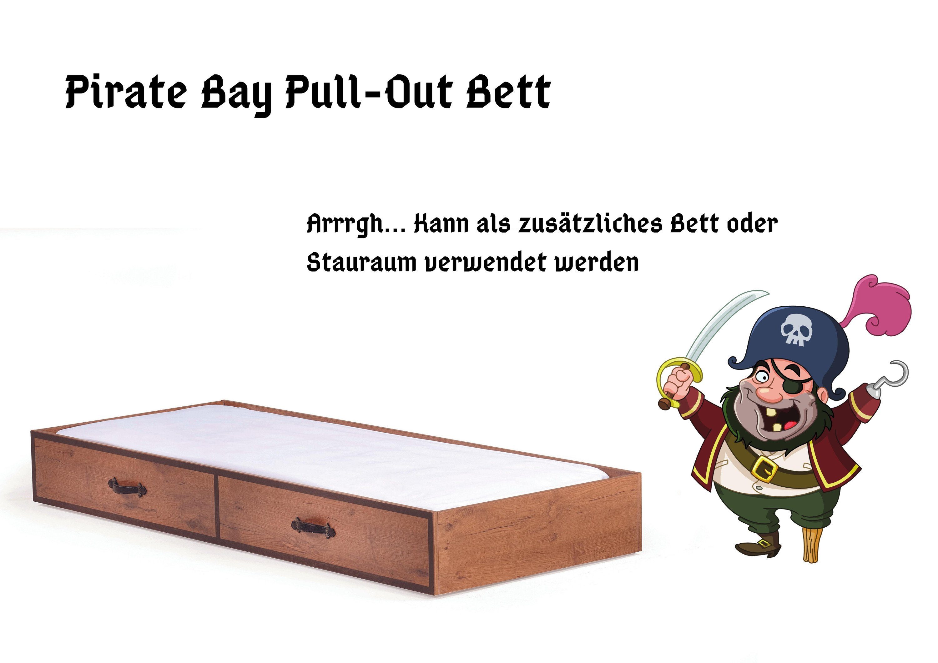 Pirate Ausziehbett, Bay, mit 95 Piratengriffen Breite 90x180cm, Cilek Kinderbett cm,