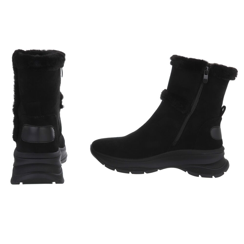 Ital-Design Damen Stiefeletten mit kuscheligem Futter für Alltag Plateaustiefelette (90649006) Keilabsatz/Wedge Stiefeletten in Schwarz