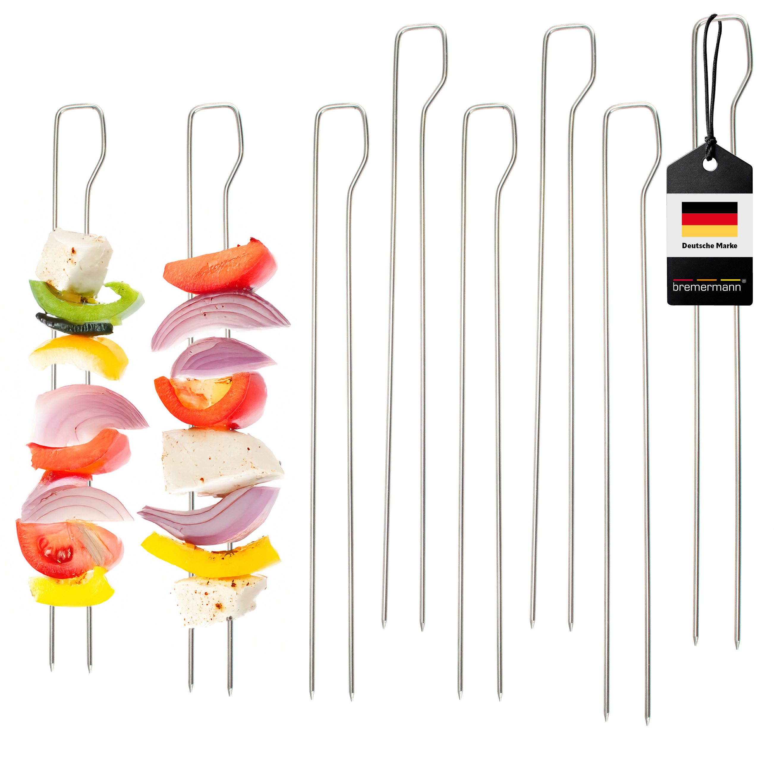 Grillspieß Doppel-Grillspieße 8er Set // Edelstahl ca. 29 cm