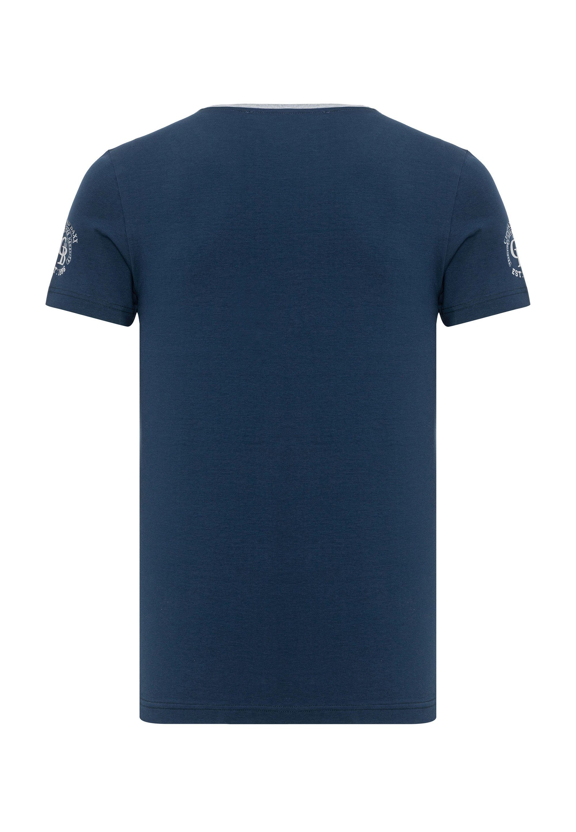 Cipo & Baxx T-Shirt mit blau Markenlogos dezenten