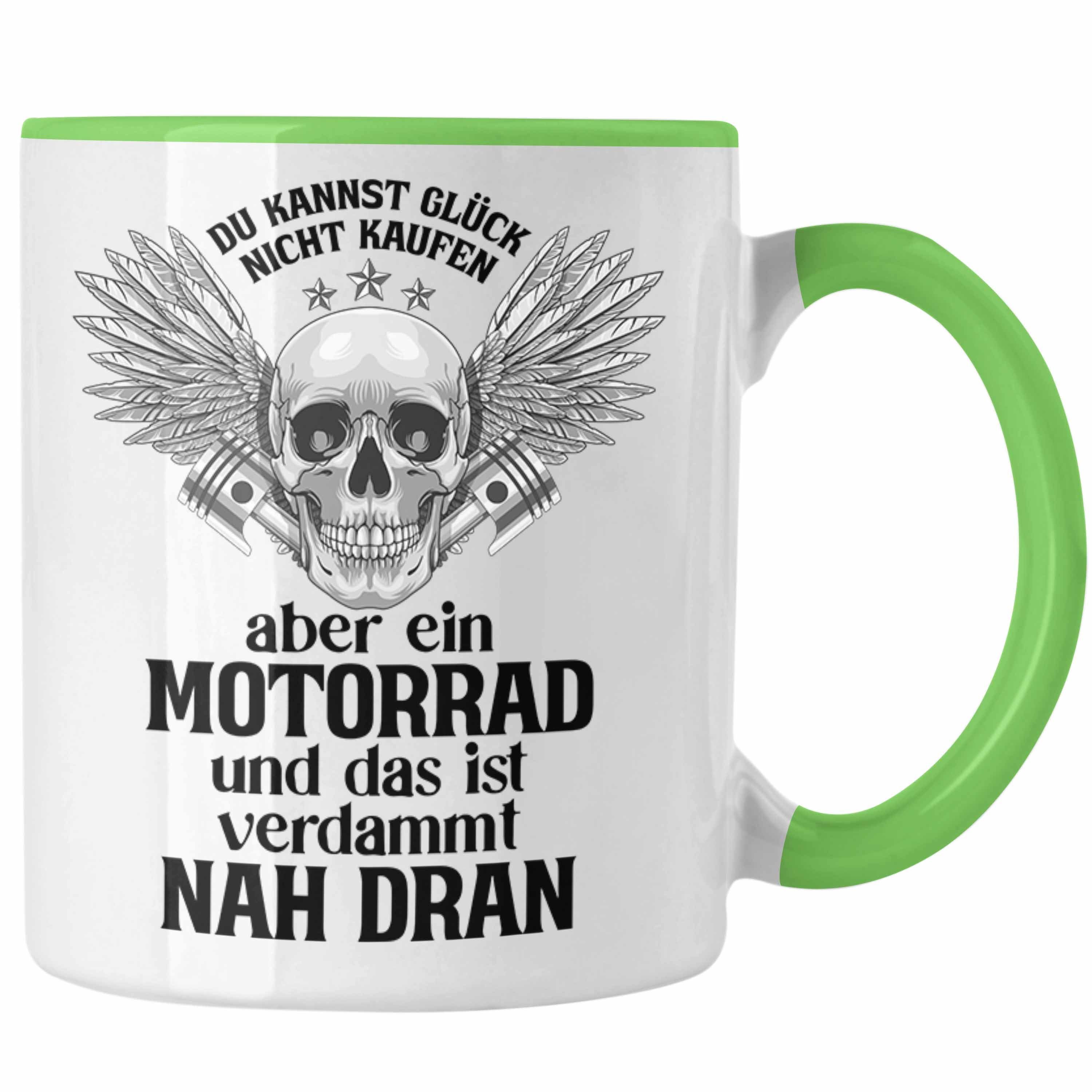 Trendation Tasse Männer - Spruch Trendation Motorradfahrer Geschenk Herren Biker Grün Kaffeetasse Tasse für für Motorrad