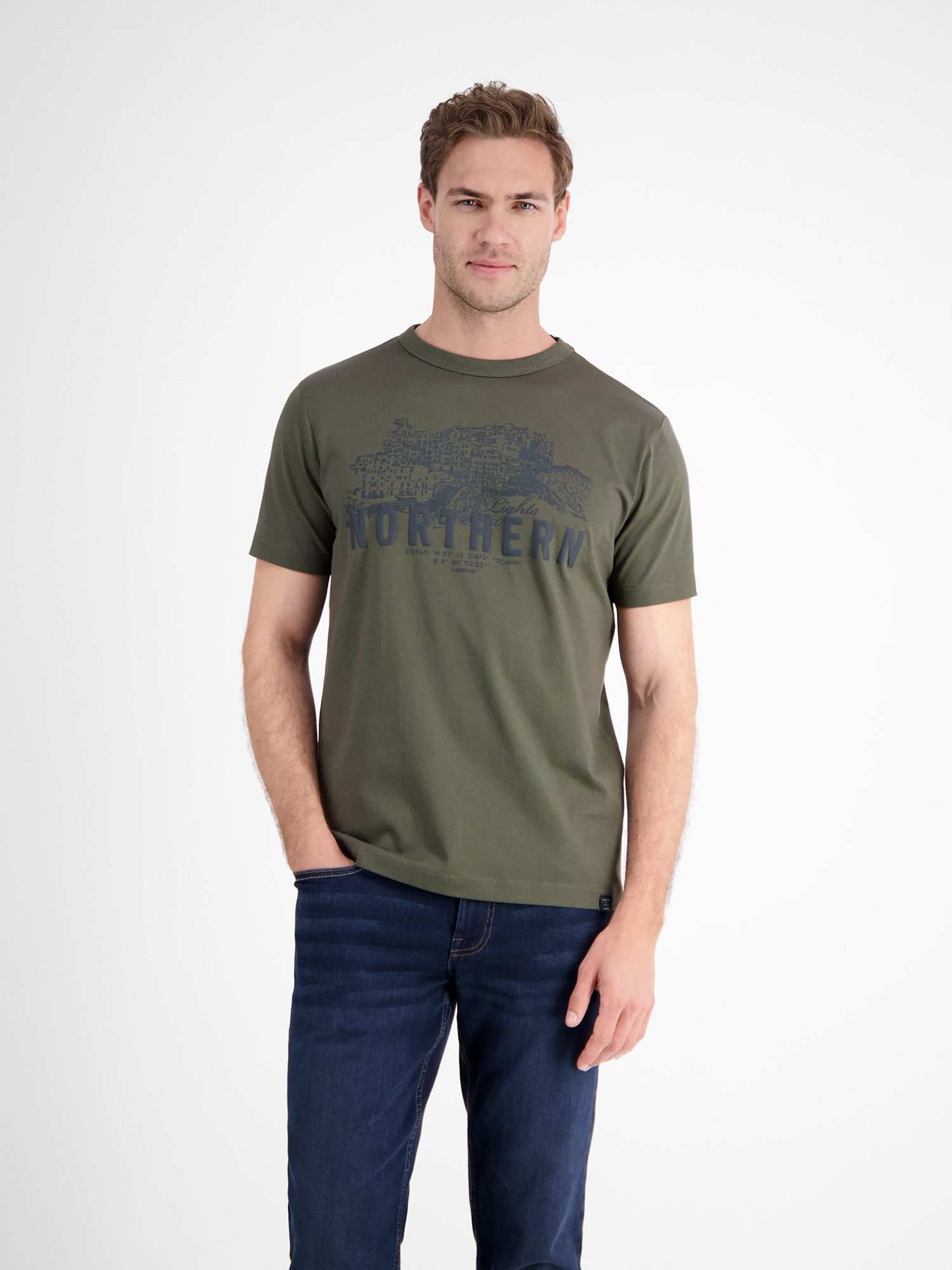 LERROS T-Shirt Unifarbenes T-Shirt mit Brustprint günstig online kaufen