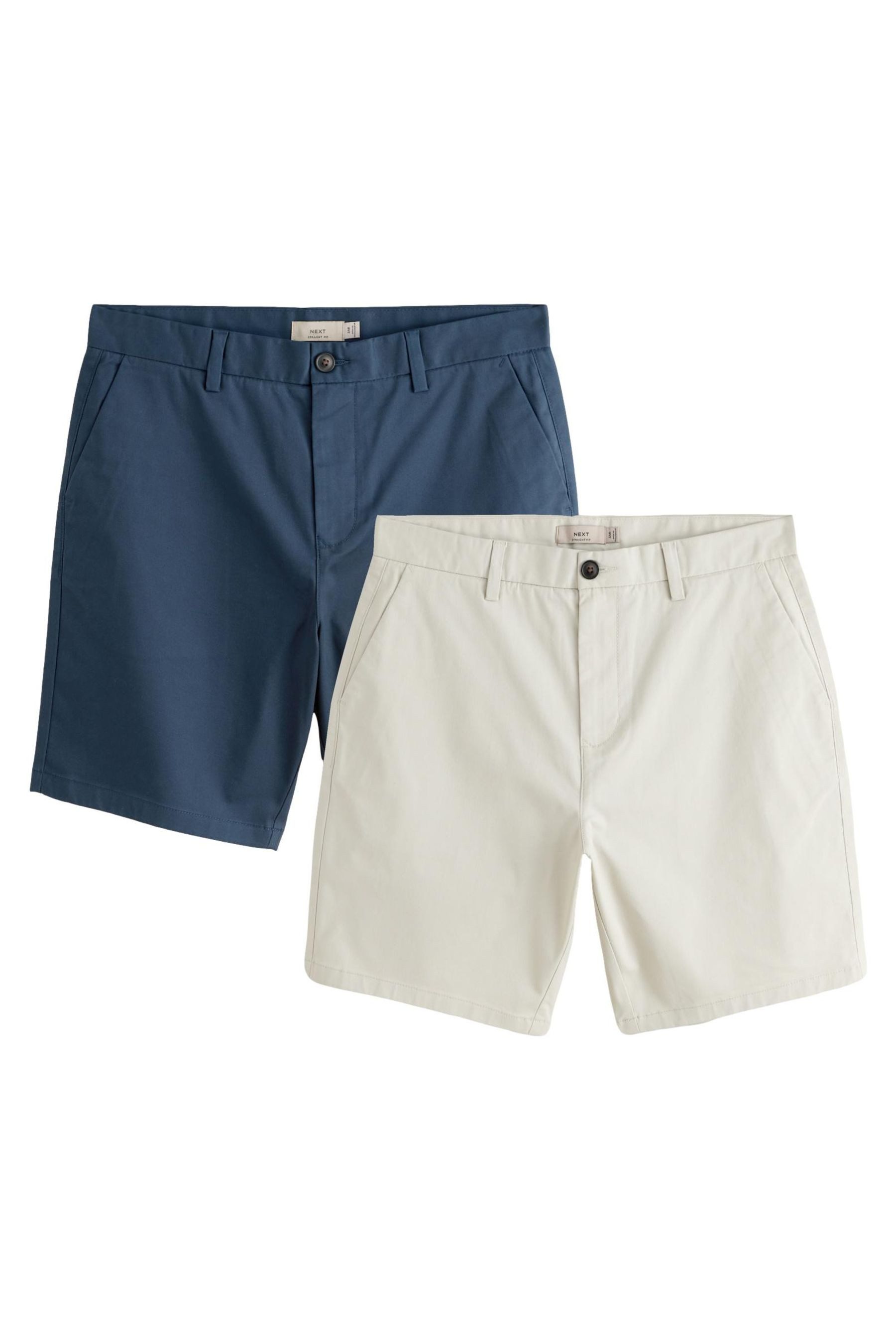Next Shorts Straight Fit Stretch-Chinoshorts, 2er-Pack (2-tlg)