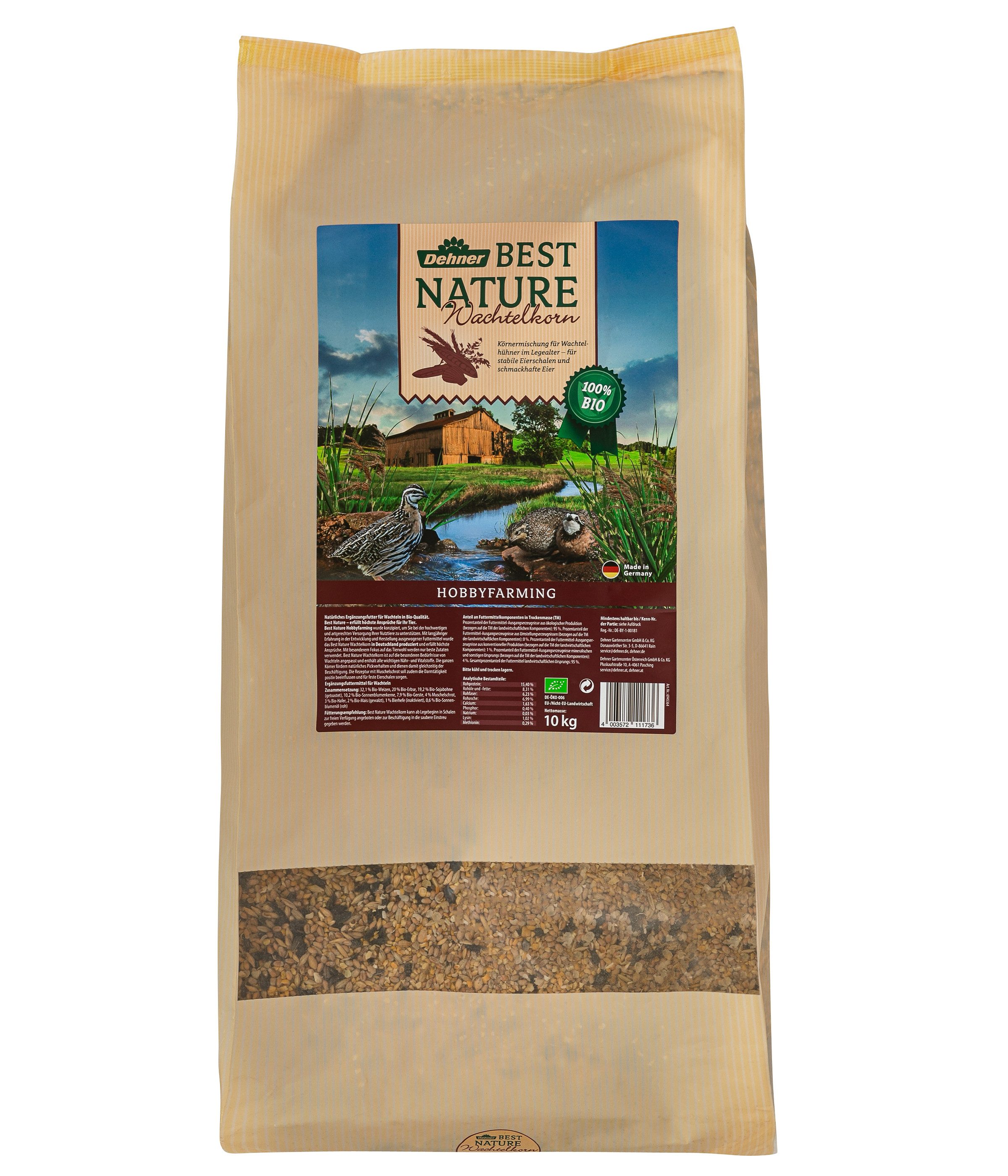 Dehner Best Nature Bio Wachtelkorn, 10 kg, Ergänzungsfutter für Geflügel, ganze Körner