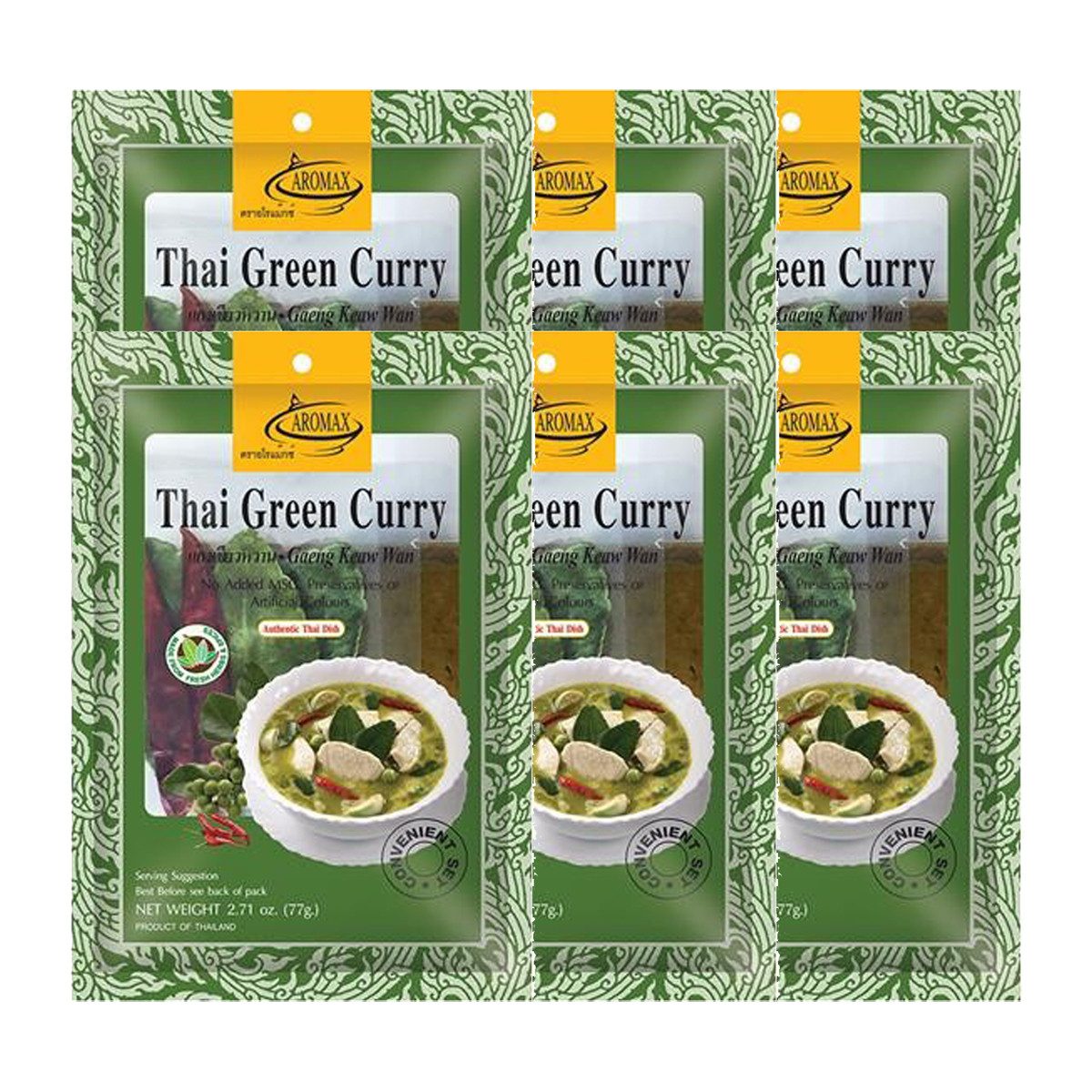 Kreyenhop + Kluge Gewürz, Aromax Thai Green Gurry Gewürzmischung für grünes Curry 77g 6er Pack
