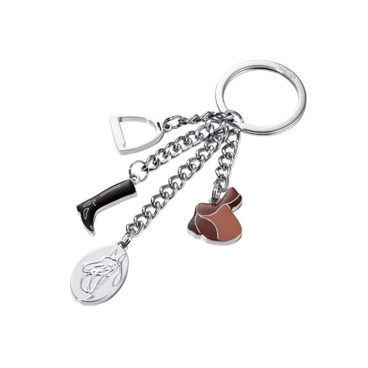 TROIKA Schlüsselanhänger KR13-17/CH Schlüsselring/Etui Schlüsselanhänger Schwarz, Braun, Silber