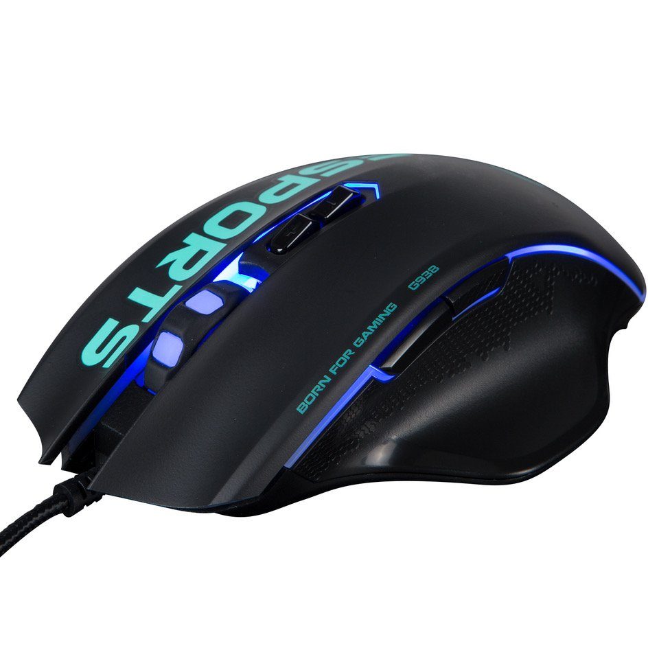 MARVO Marvo G938BL programmierbare 6-Tasten Gaming Maus, blau Gaming-Maus