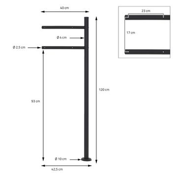 ML-DESIGN Standbriefkasten Briefkastenständer Briefkastenpfosten Briefkasten Standfuß Ständer, Edelstahl Anthrazit Gesamthöhe 120cm Rund Freistehend zum anschrauben