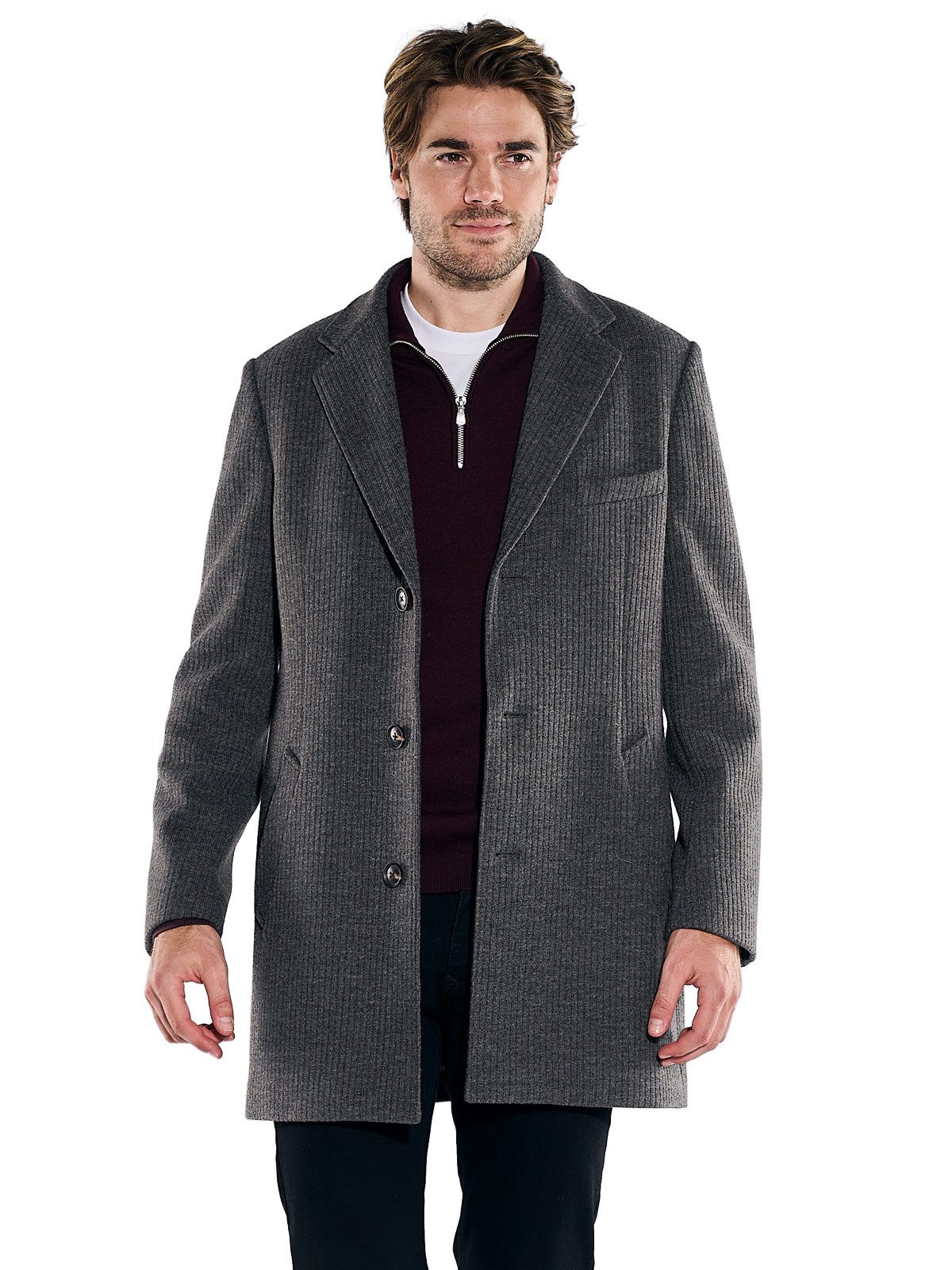 emilio adani Kurzmantel Herren Mantel in Strick-Optik, Anthrazit