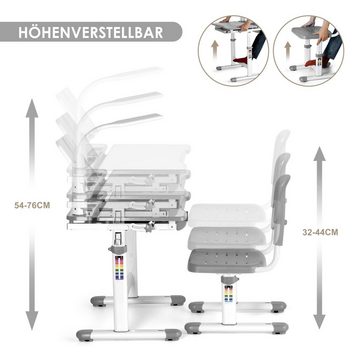 JOYLDIAS Kinderschreibtisch Schülerschreibtisch höhenverstellbar mit Lampe Stuhl und Schublade, Tischgröße: 66,4 x 49 x (54 - 76) cm