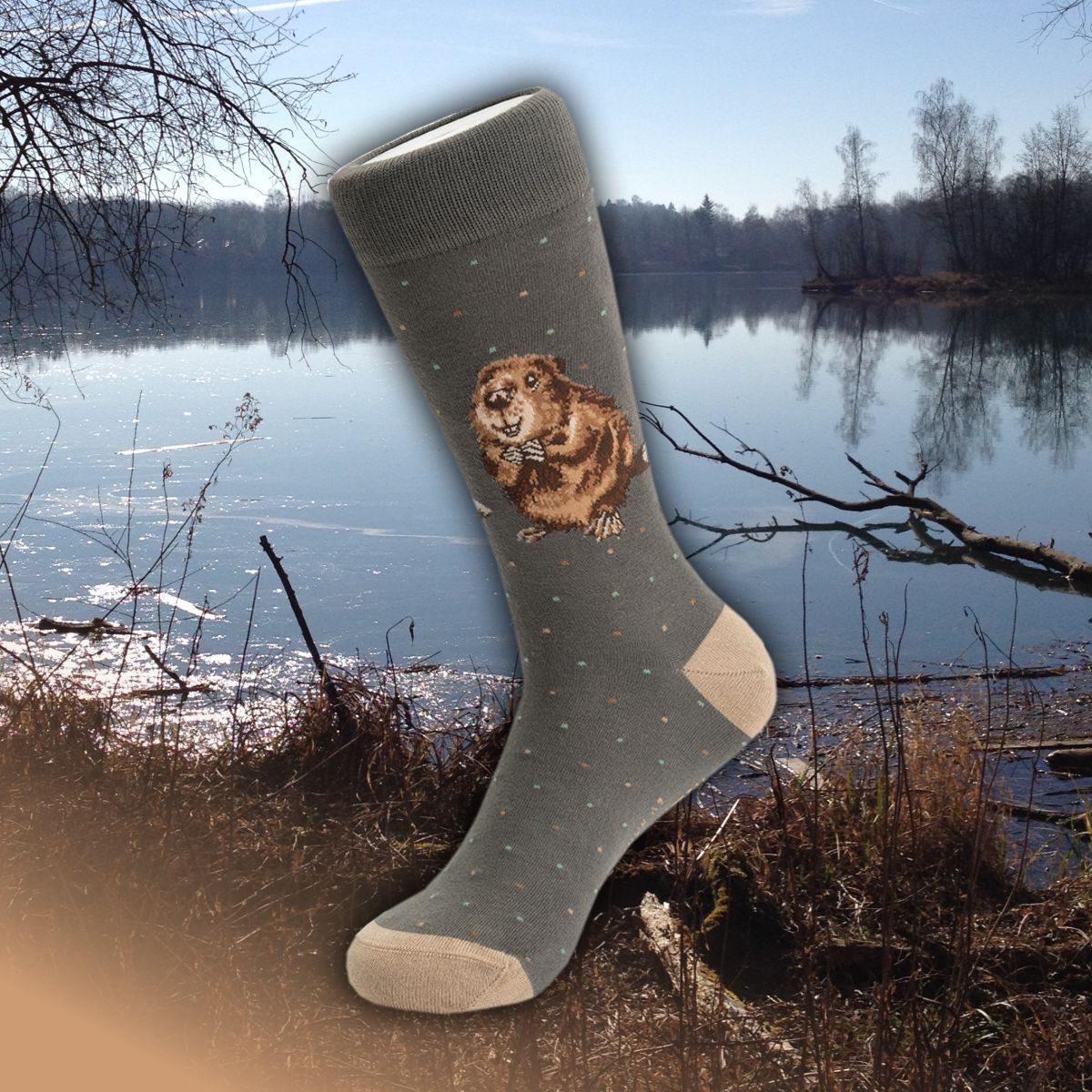 Wrendale Freizeitsocken Wrendale Designs Herren Bambus Socken Biber (Paar)