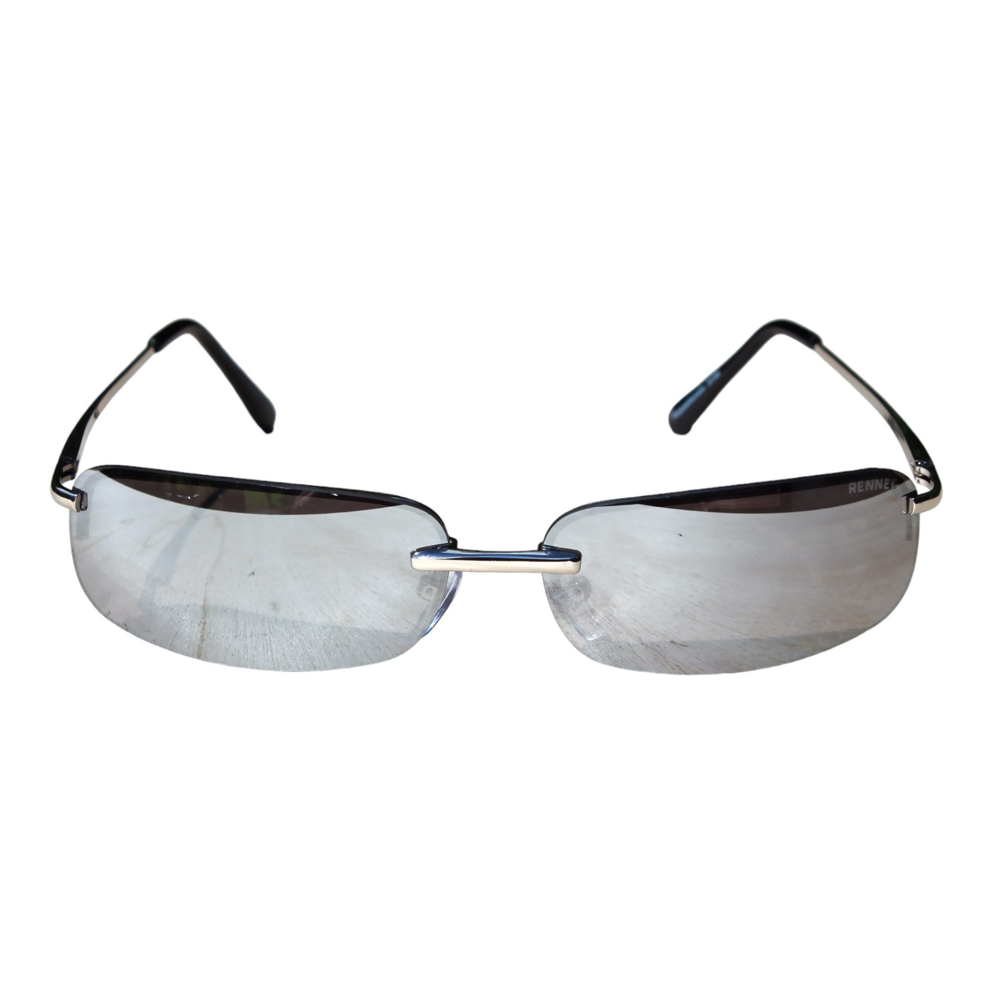 Rennec Sonnenbrille (Schmale Metall Sonnenbrille Rechteckig Getönt oder Verspiegelt) Leichte Brille aus Edelstahl mit Federscharniere und Hardcase