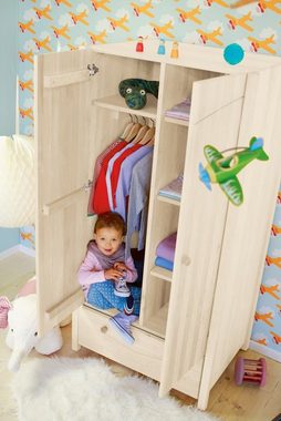 BioKinder - Das gesunde Kinderzimmer Kleiderschrank Luca mit 4 flexiblen Einlegeböden und 1 flexiblen Kleiderstange