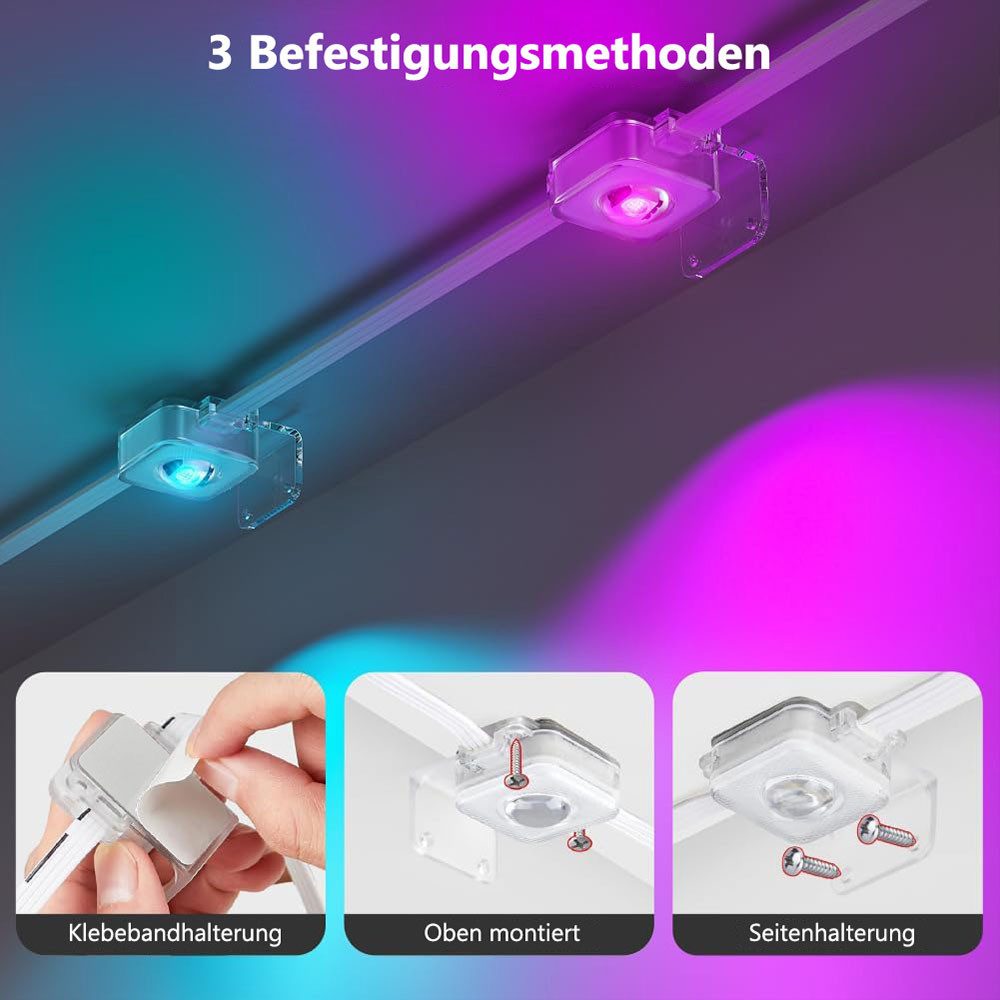 Sunicol LED Stripe Smart RGBIC Wasserdicht Permanente Außenbeleuchtung, 15M/30M/45M, Musik Sync, Timer, APP & Fernsteuerung LED Strip für Garten, Party – Bild 2 von 5