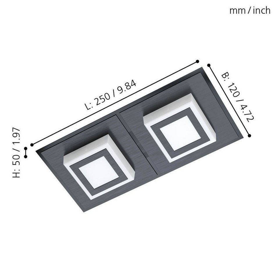 EGLO LED Deckenleuchte Masiano 1, Leuchtmittel inklusive, Wandlampe,  Deckenlampe, Stahl, modern, Kunststoff, Wohnzimmerlampe